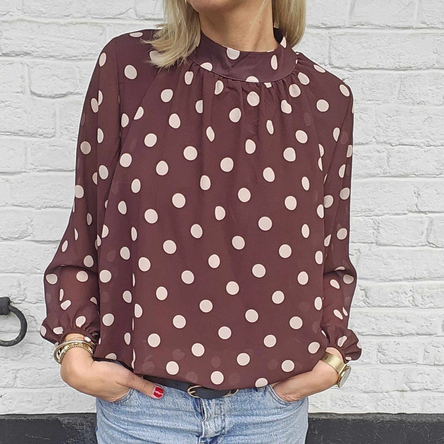 blouse à pois chocolat