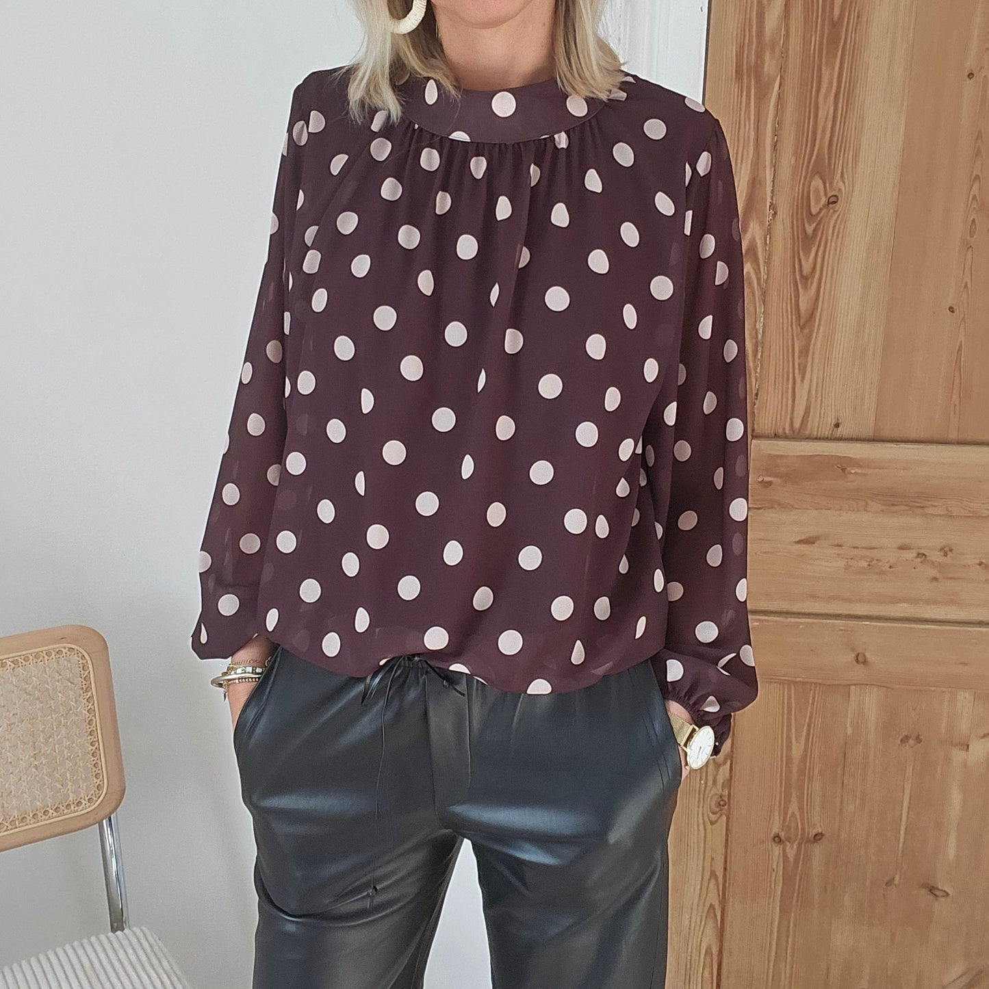 blouse à pois chocolat