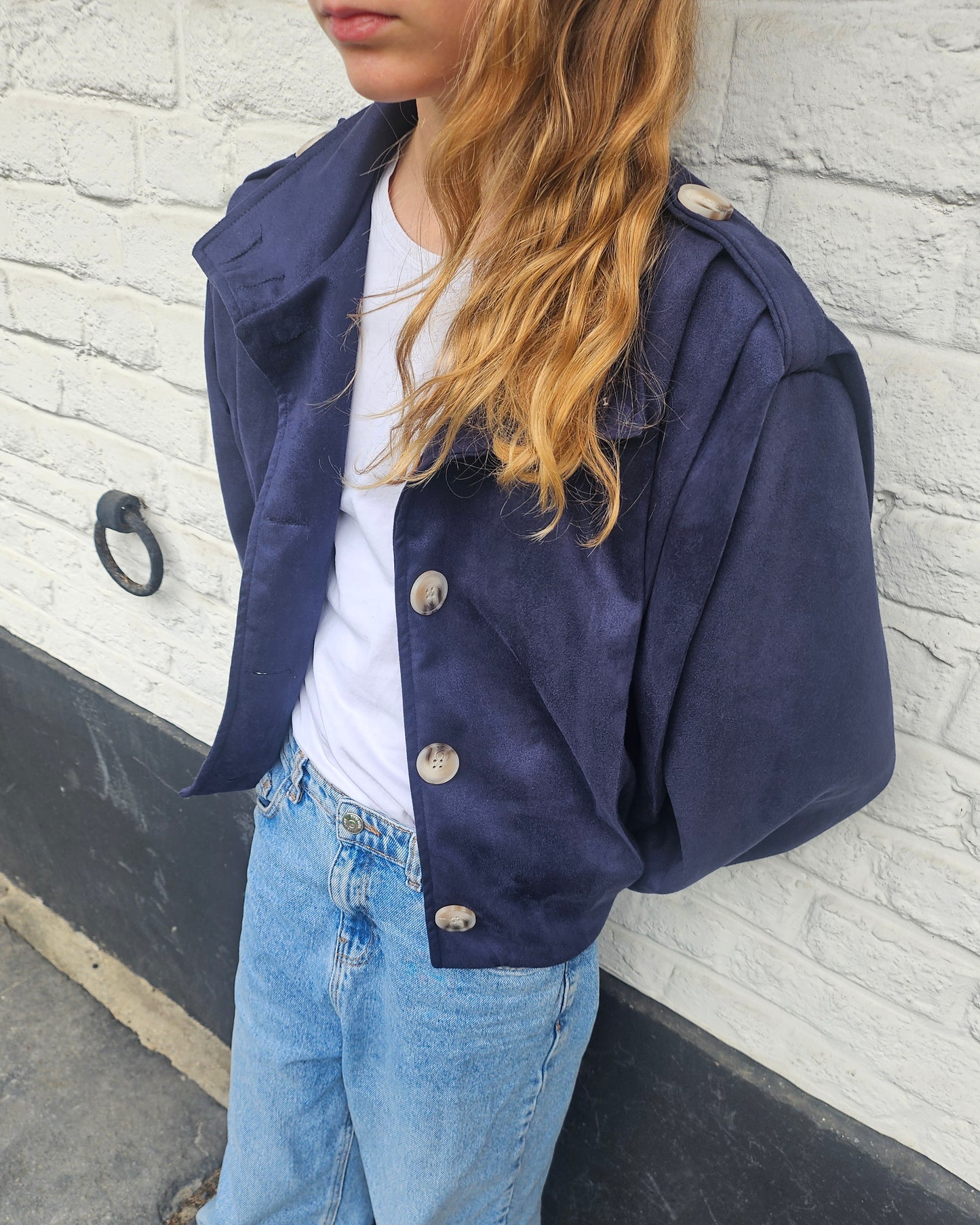 Veste en suédine bleu marine