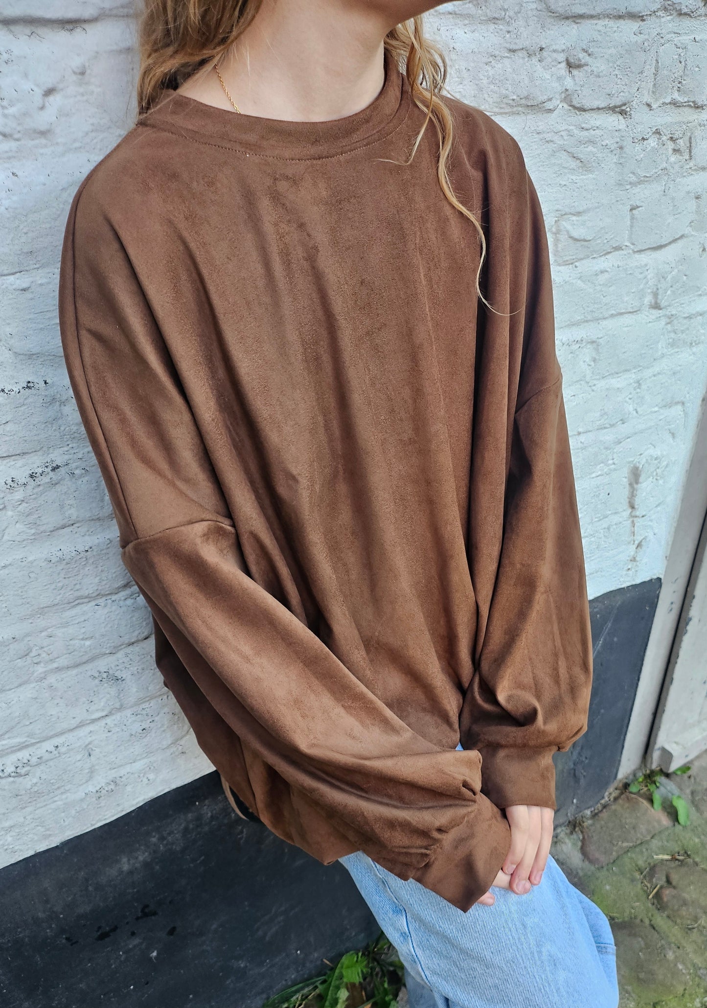 Sweat suédine camel