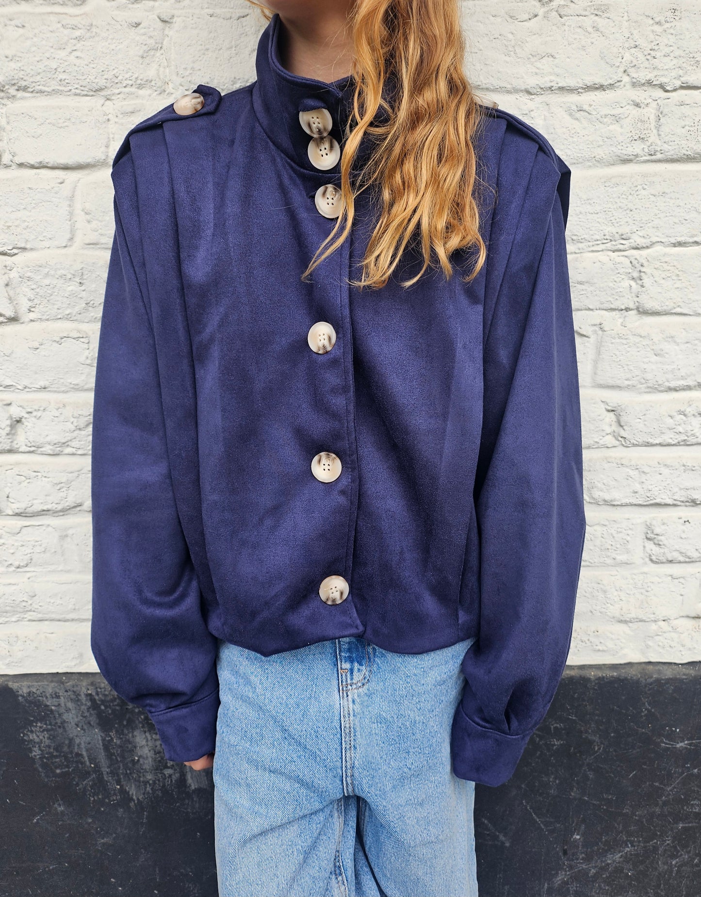 Veste en suédine bleu marine