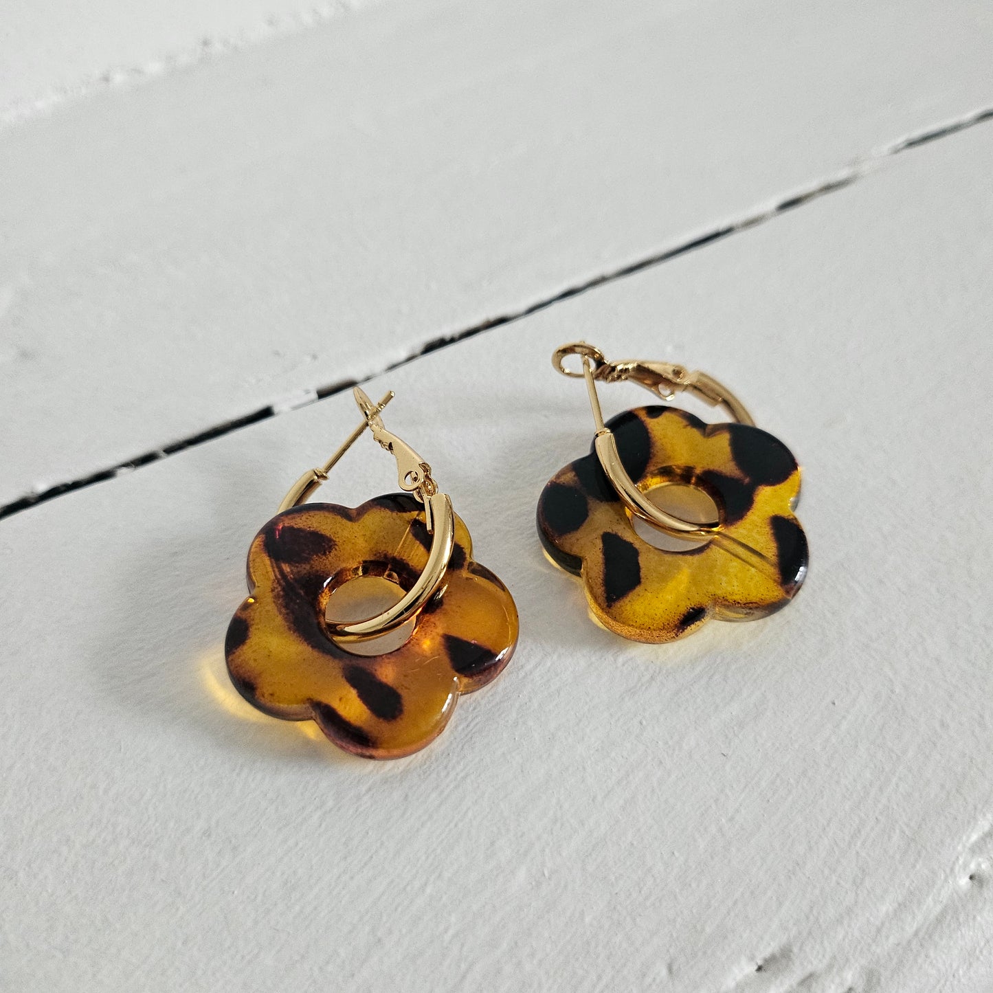 Boucles d'oreilles fleur léopard