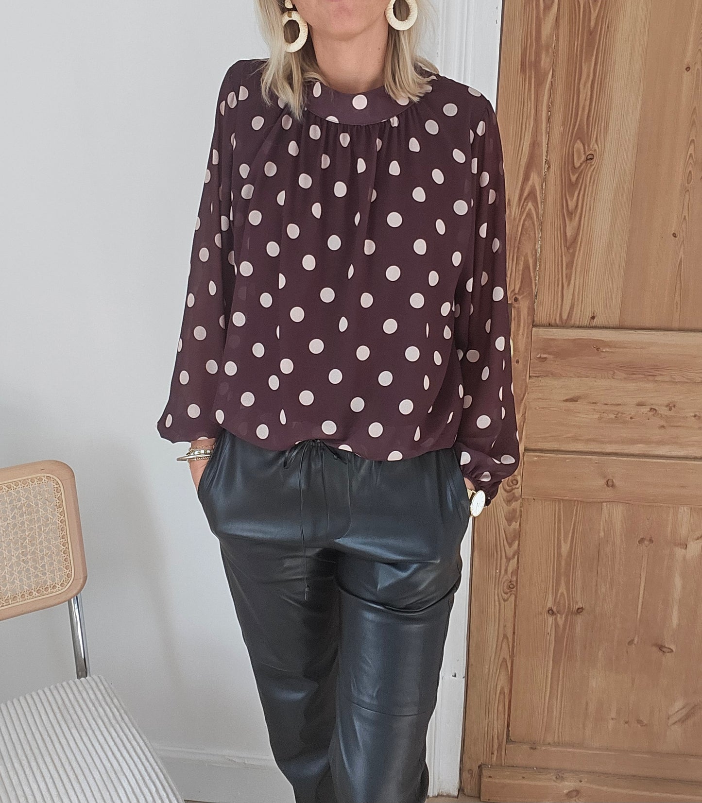 Blouse à pois chocolat