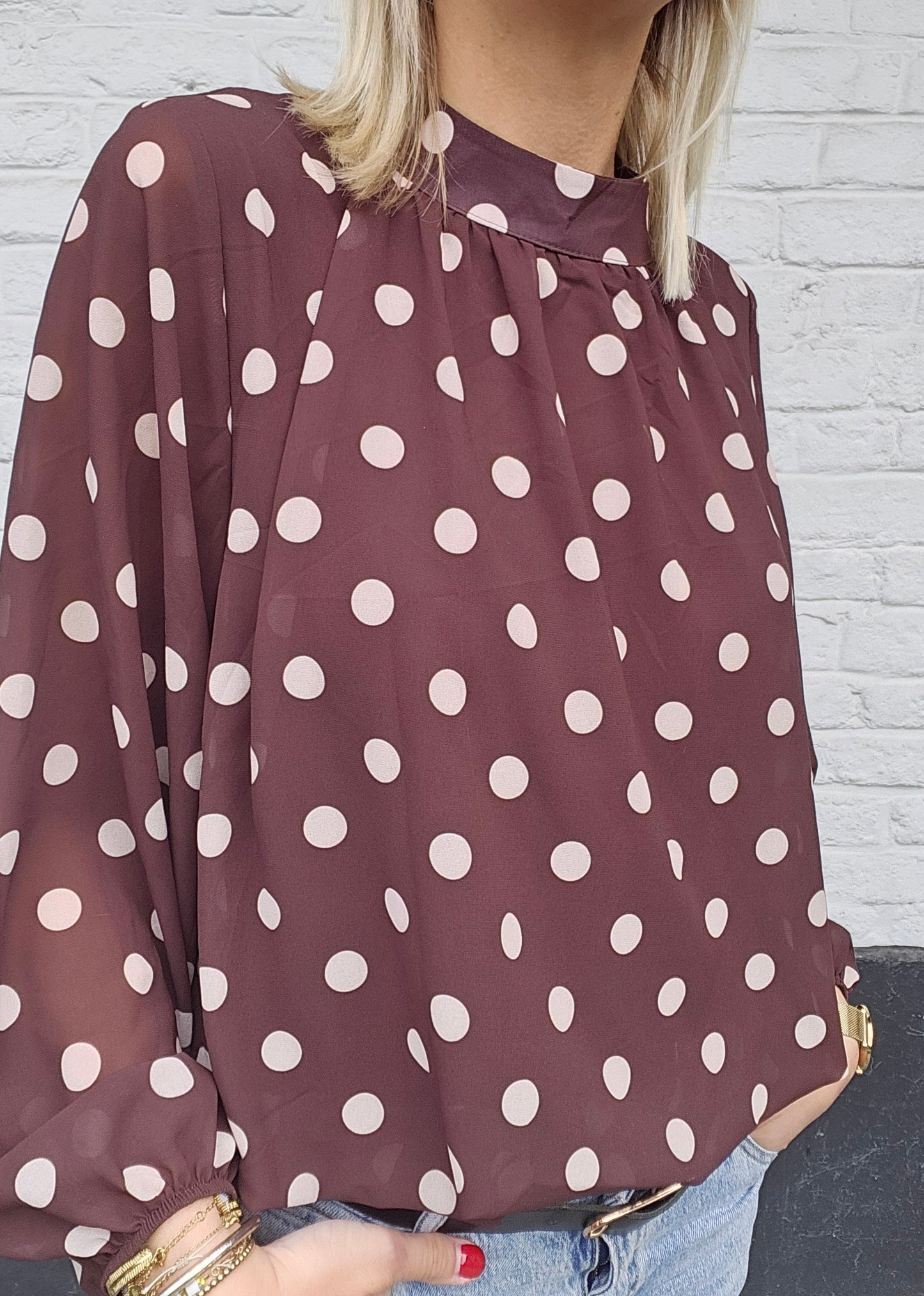 Blouse à pois chocolat