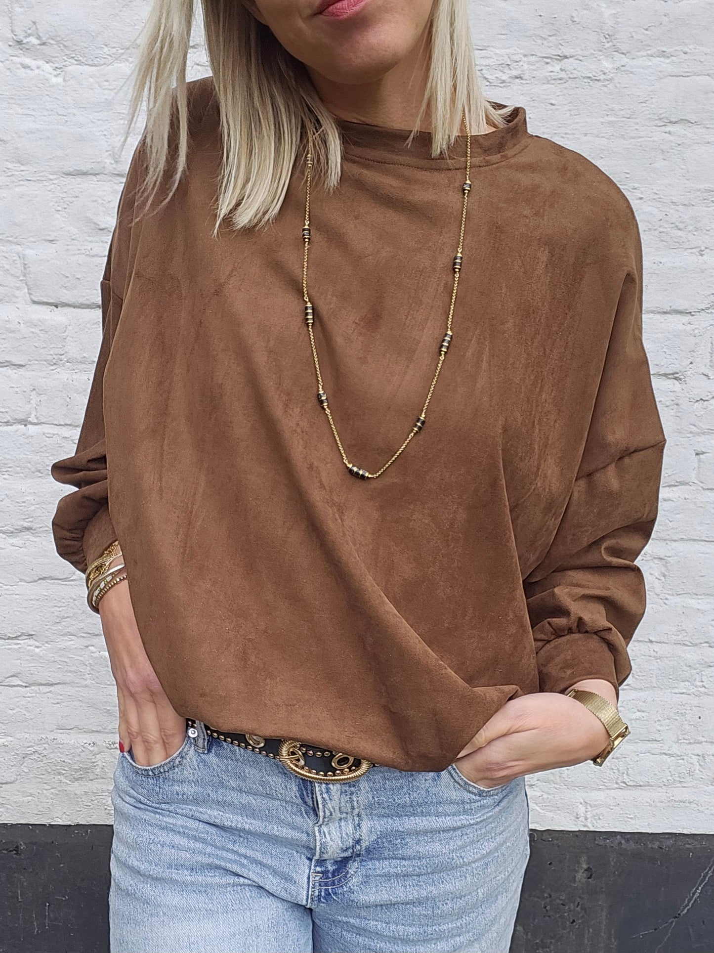 Sweat suédine camel