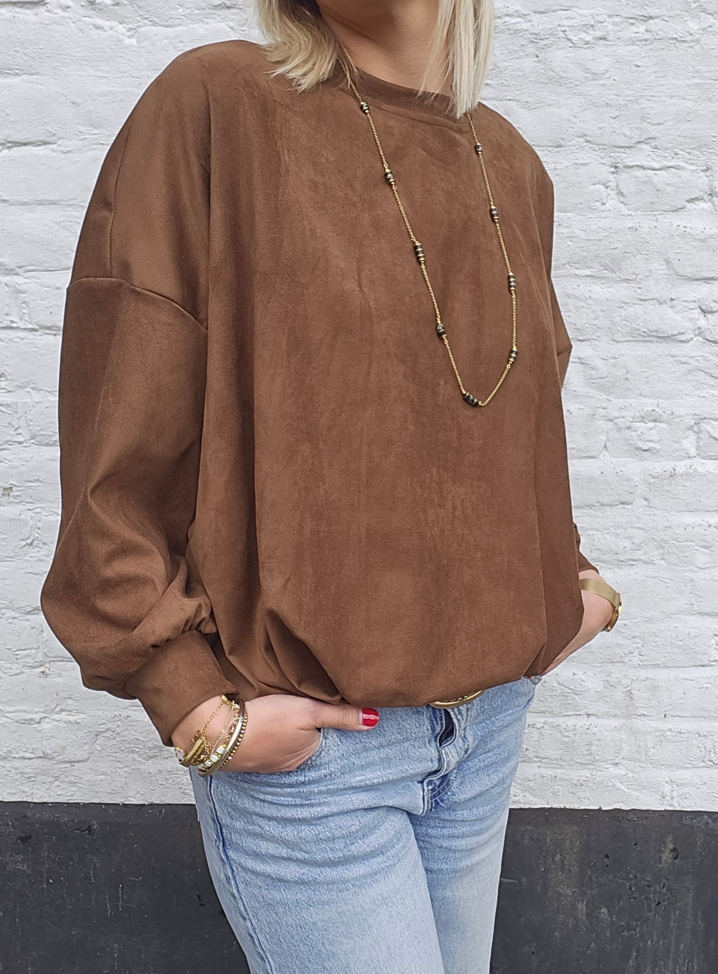 Sweat suédine camel