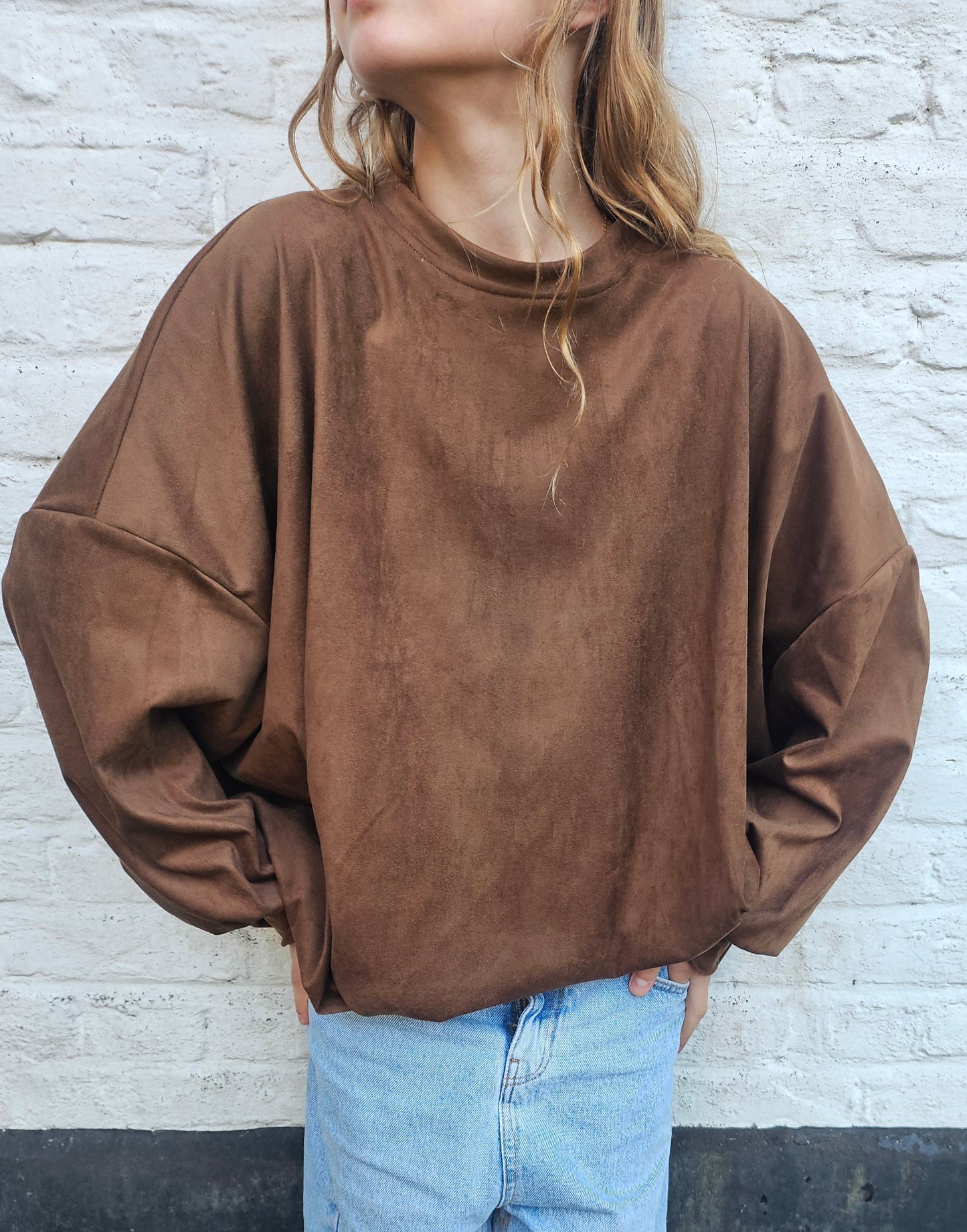 Sweat suédine camel