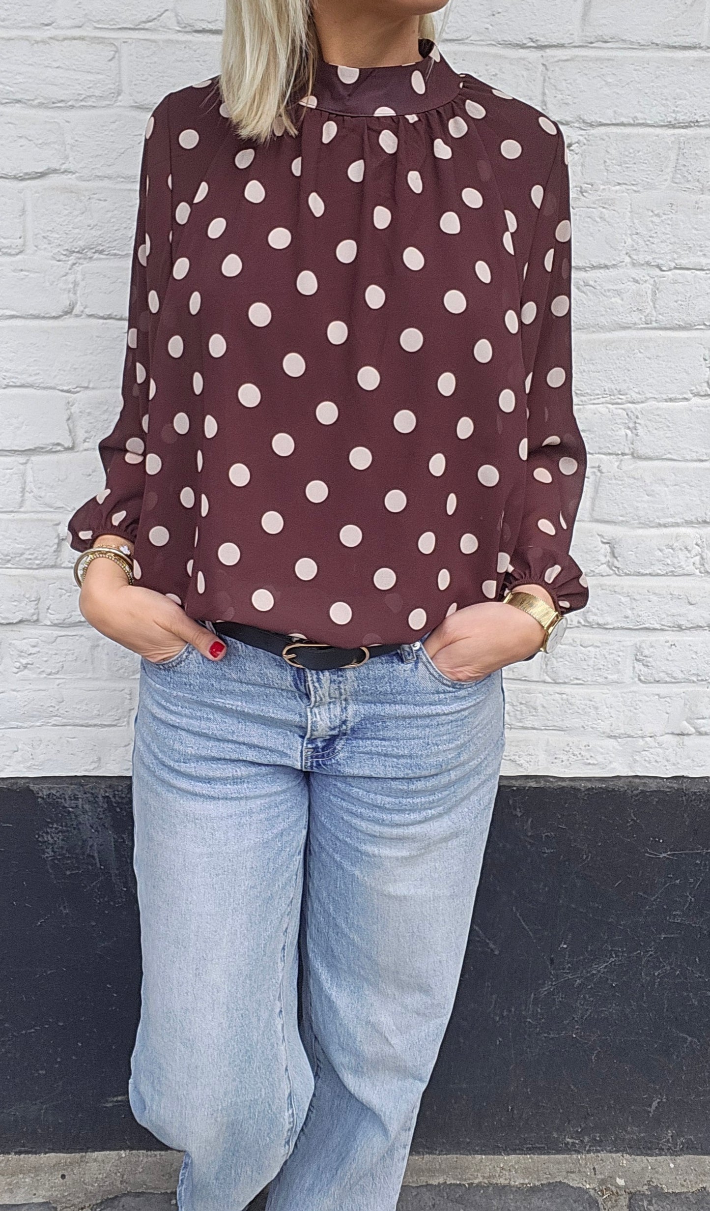 Blouse à pois chocolat