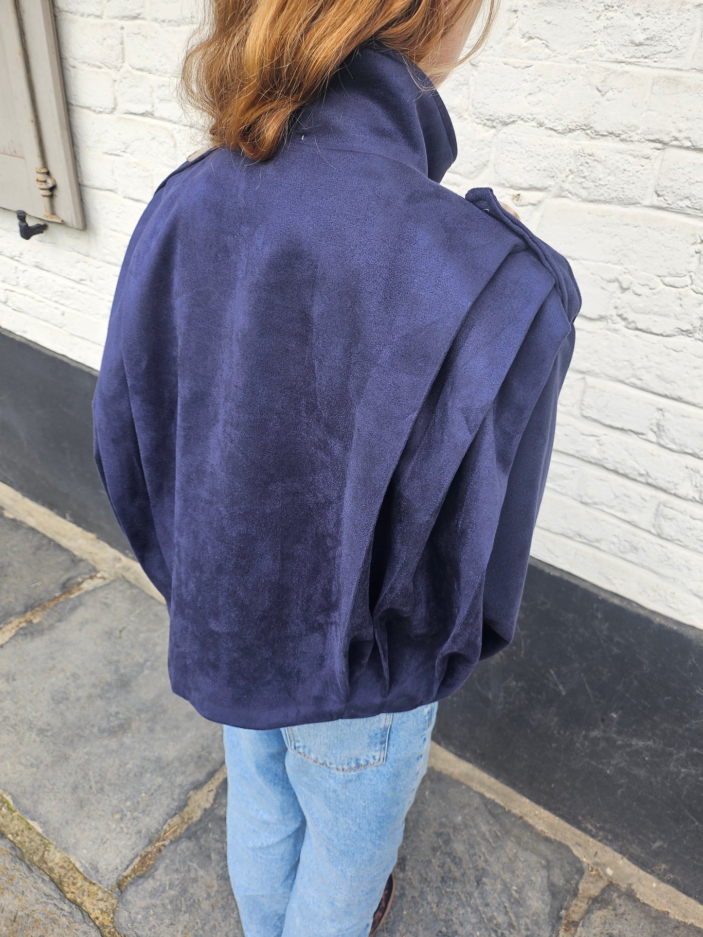 Veste en suédine bleu marine