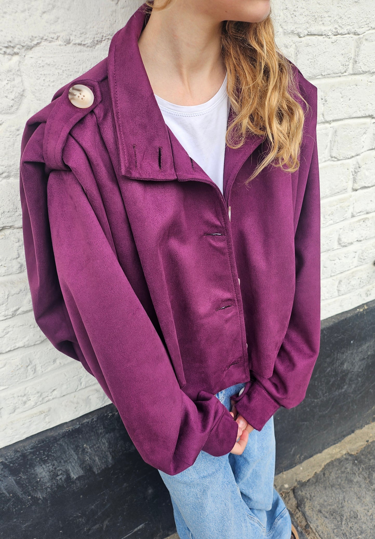 Veste en suédine bordeaux