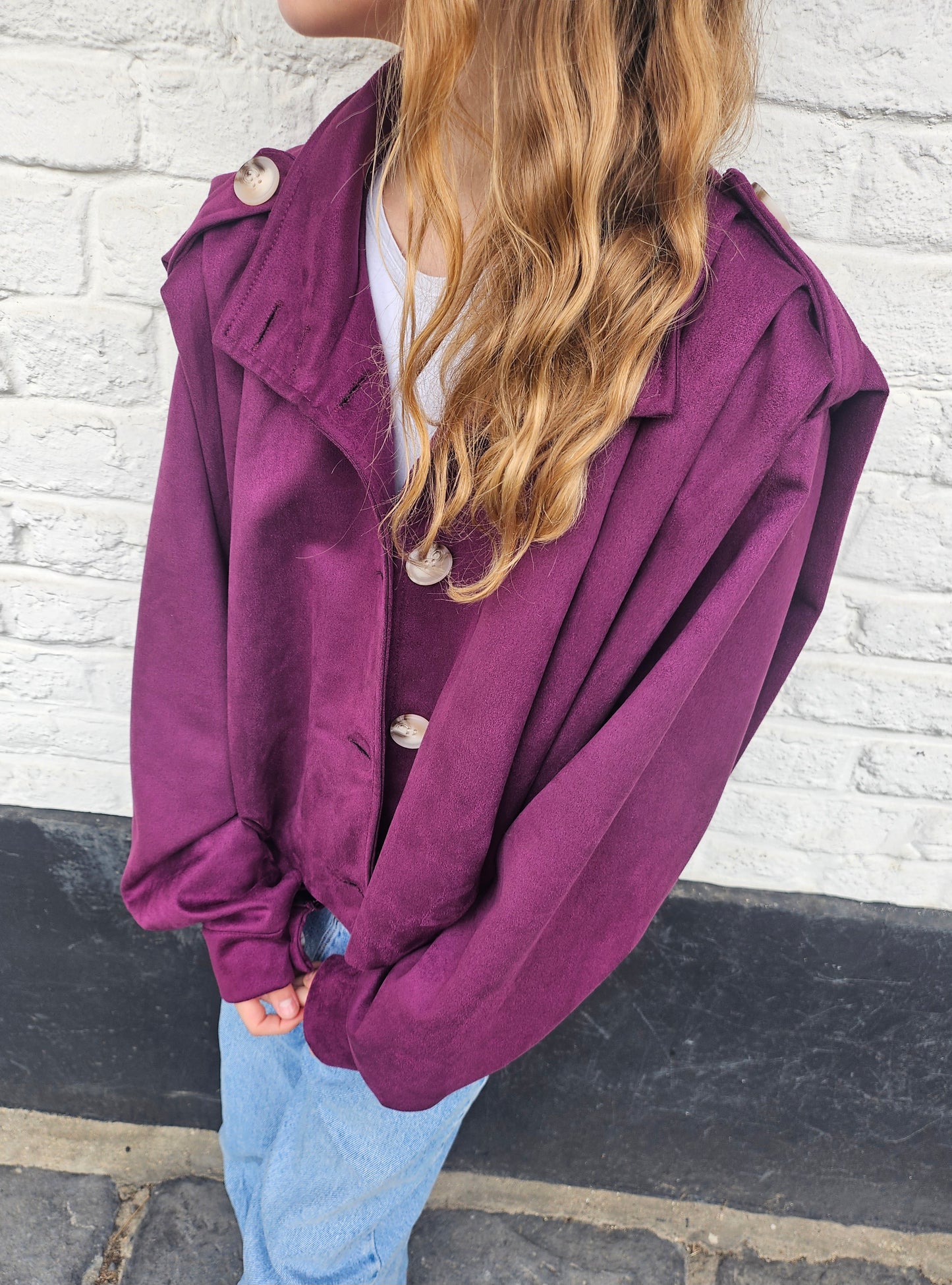 Veste en suédine bordeaux