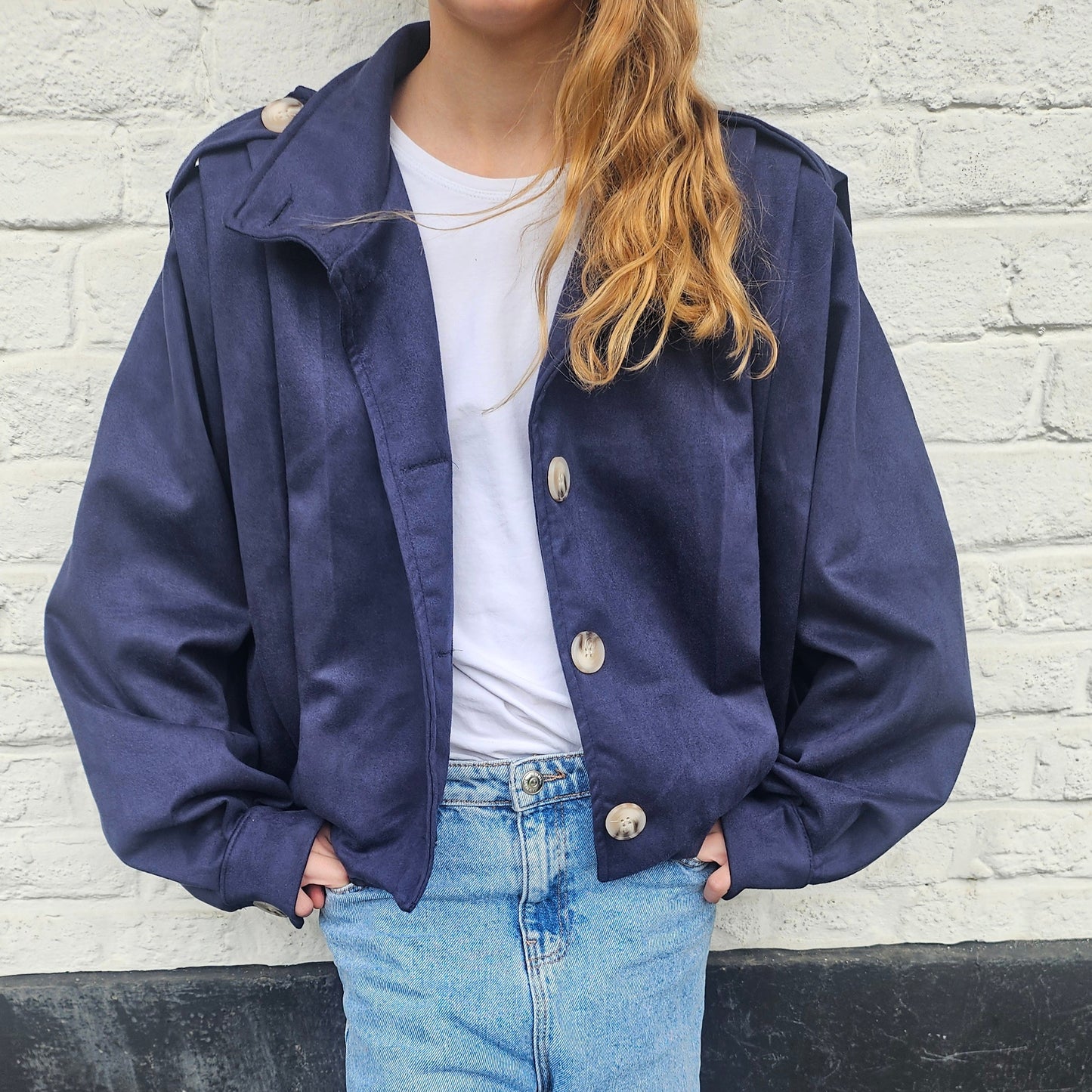 Veste en suédine bleu marine