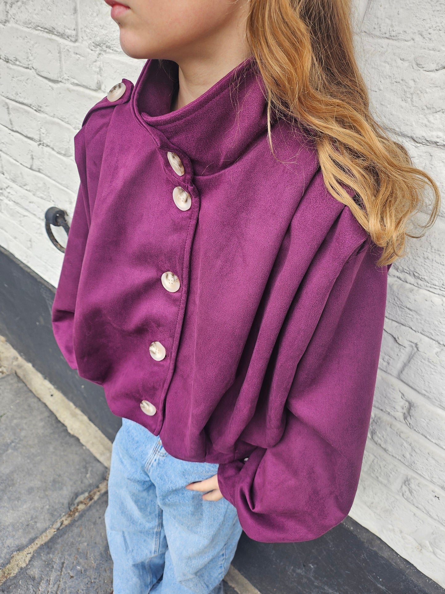 Veste en suédine bordeaux