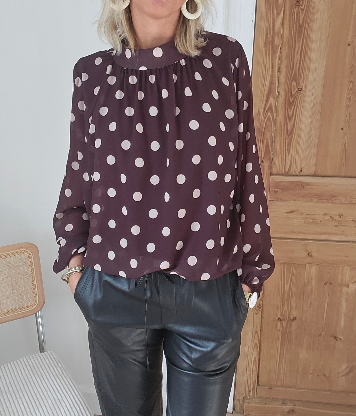Blouse à pois chocolat