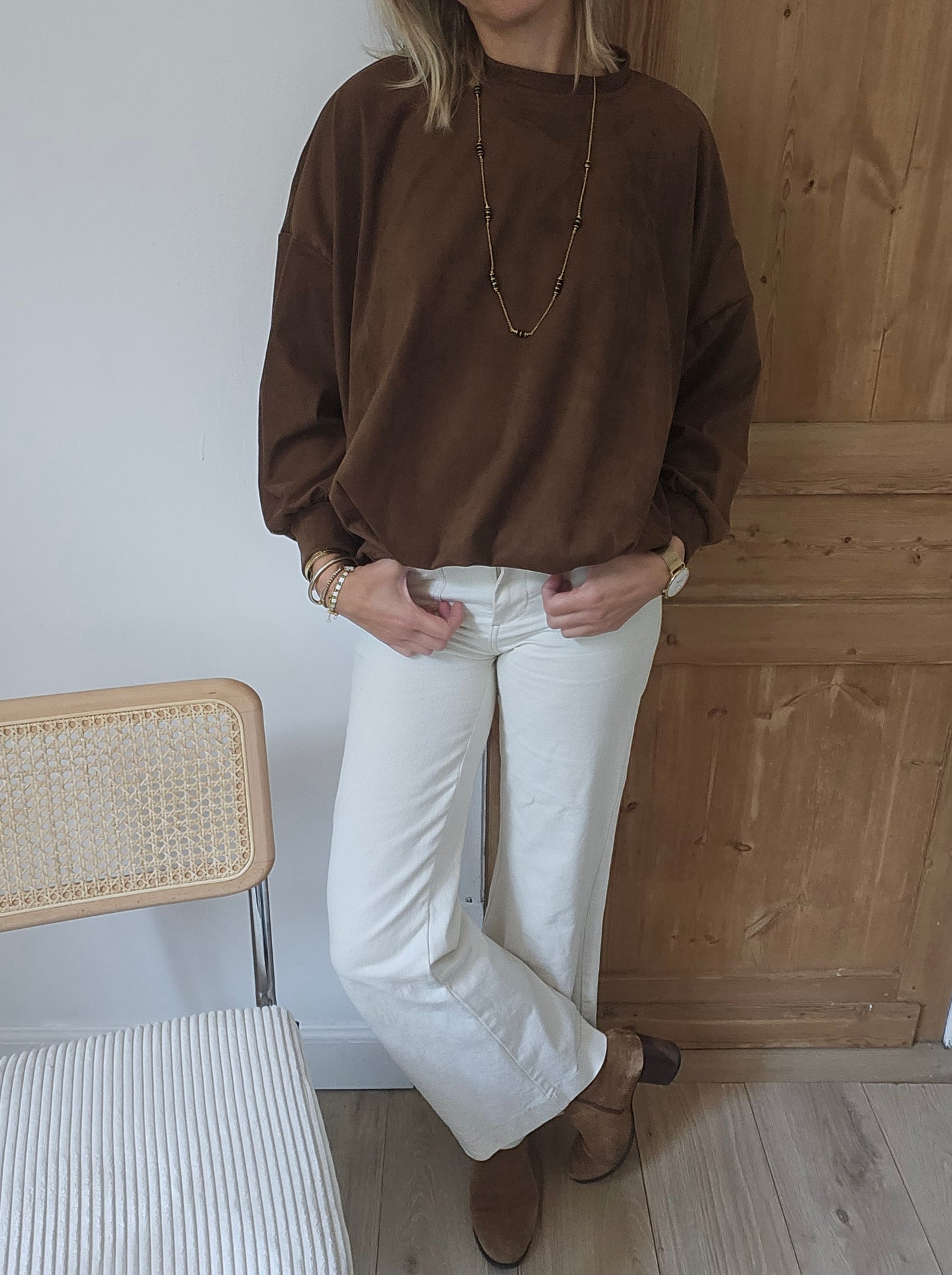 Sweat suédine camel