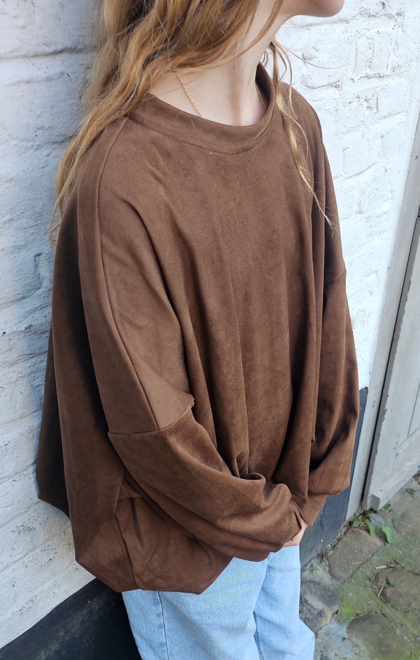 Sweat suédine camel