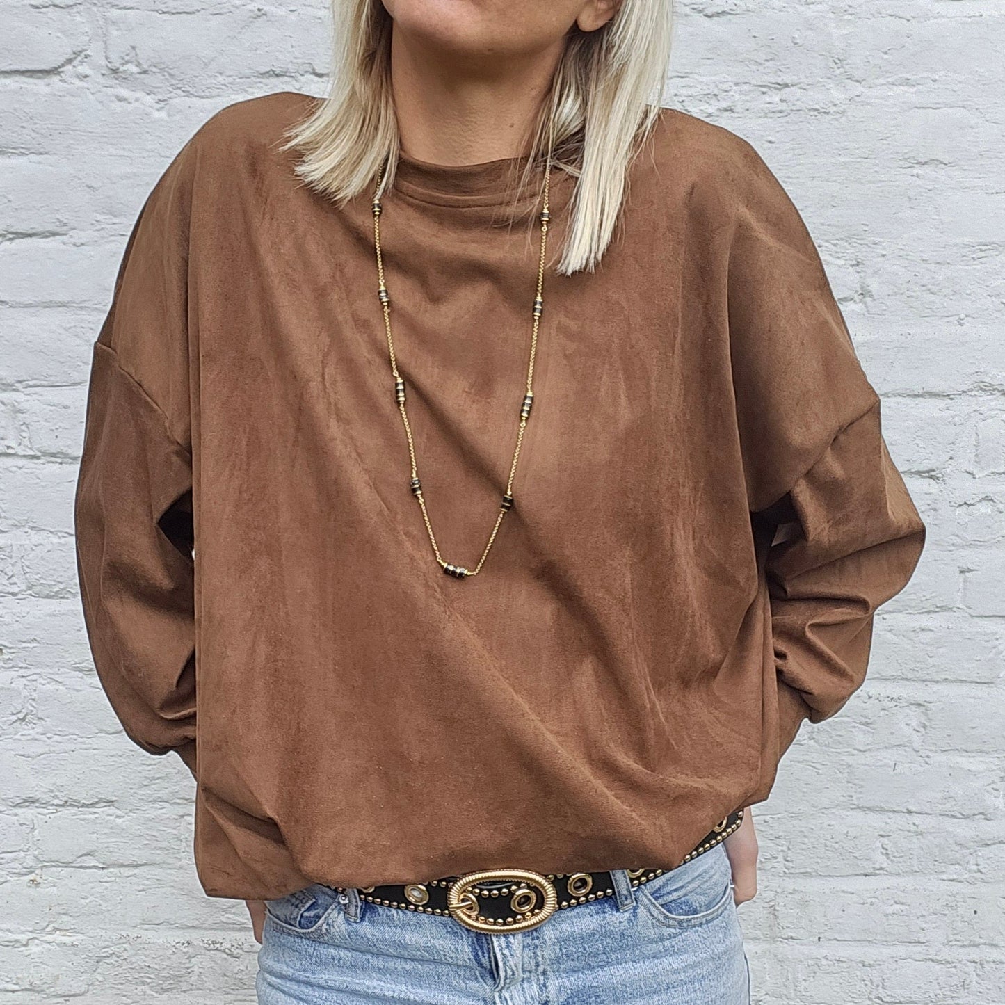 Sweat suédine camel