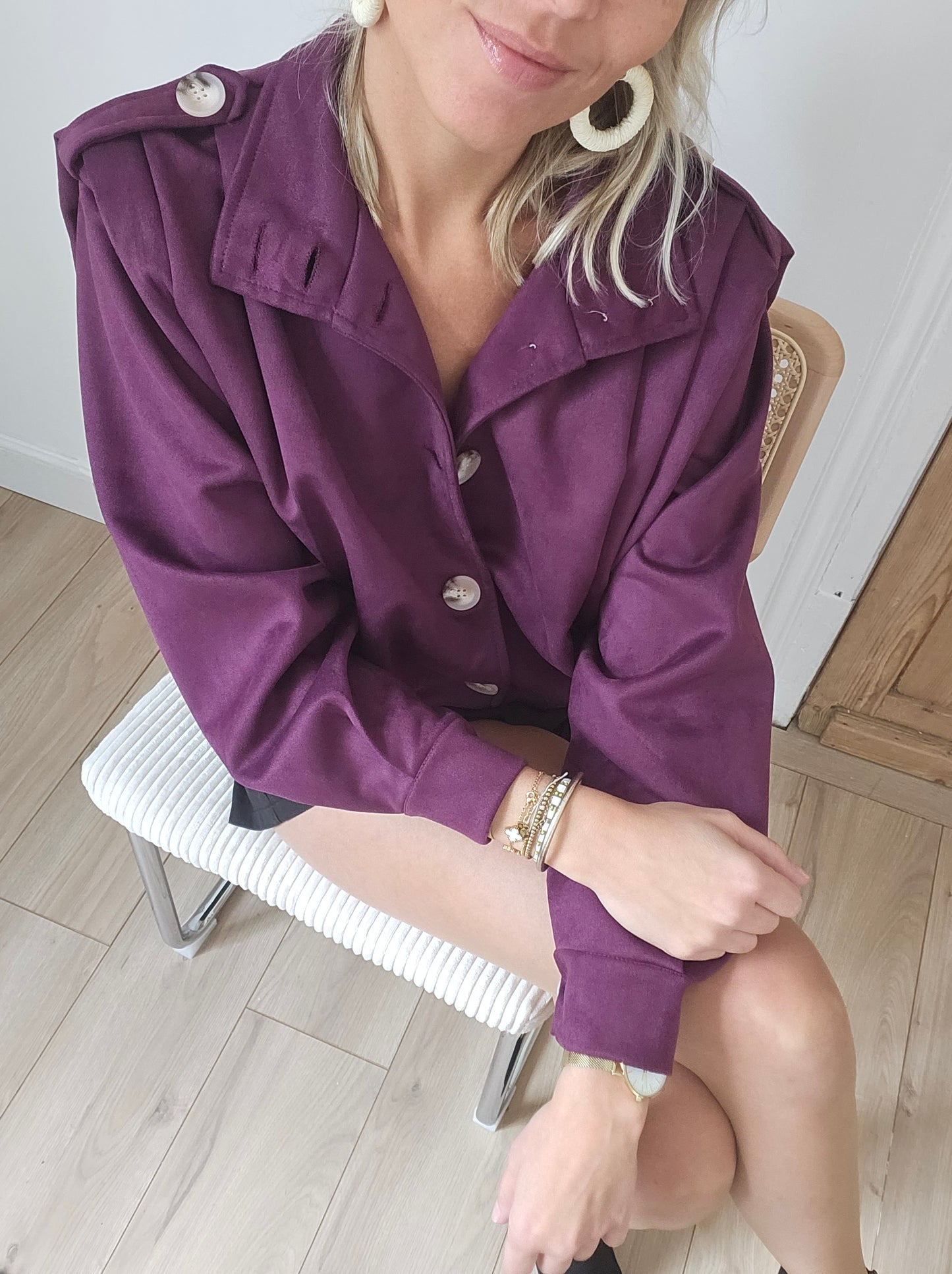 Veste en suédine bordeaux