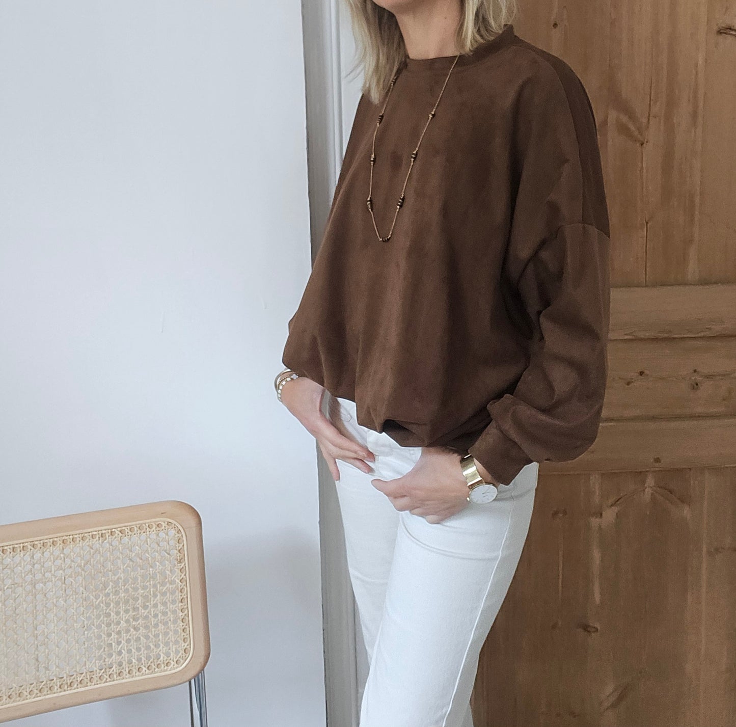 Sweat suédine camel