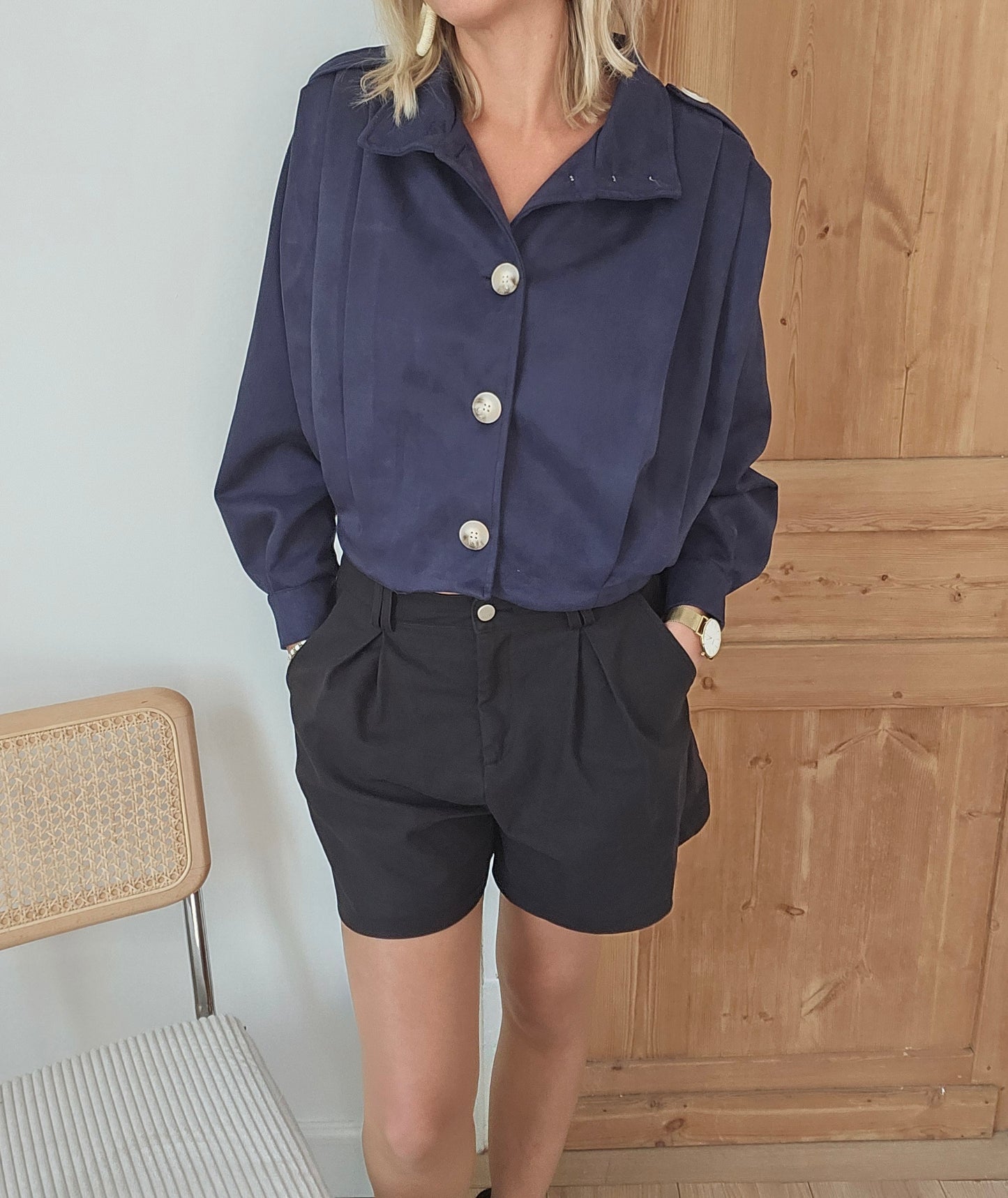 Veste en suédine bleu marine