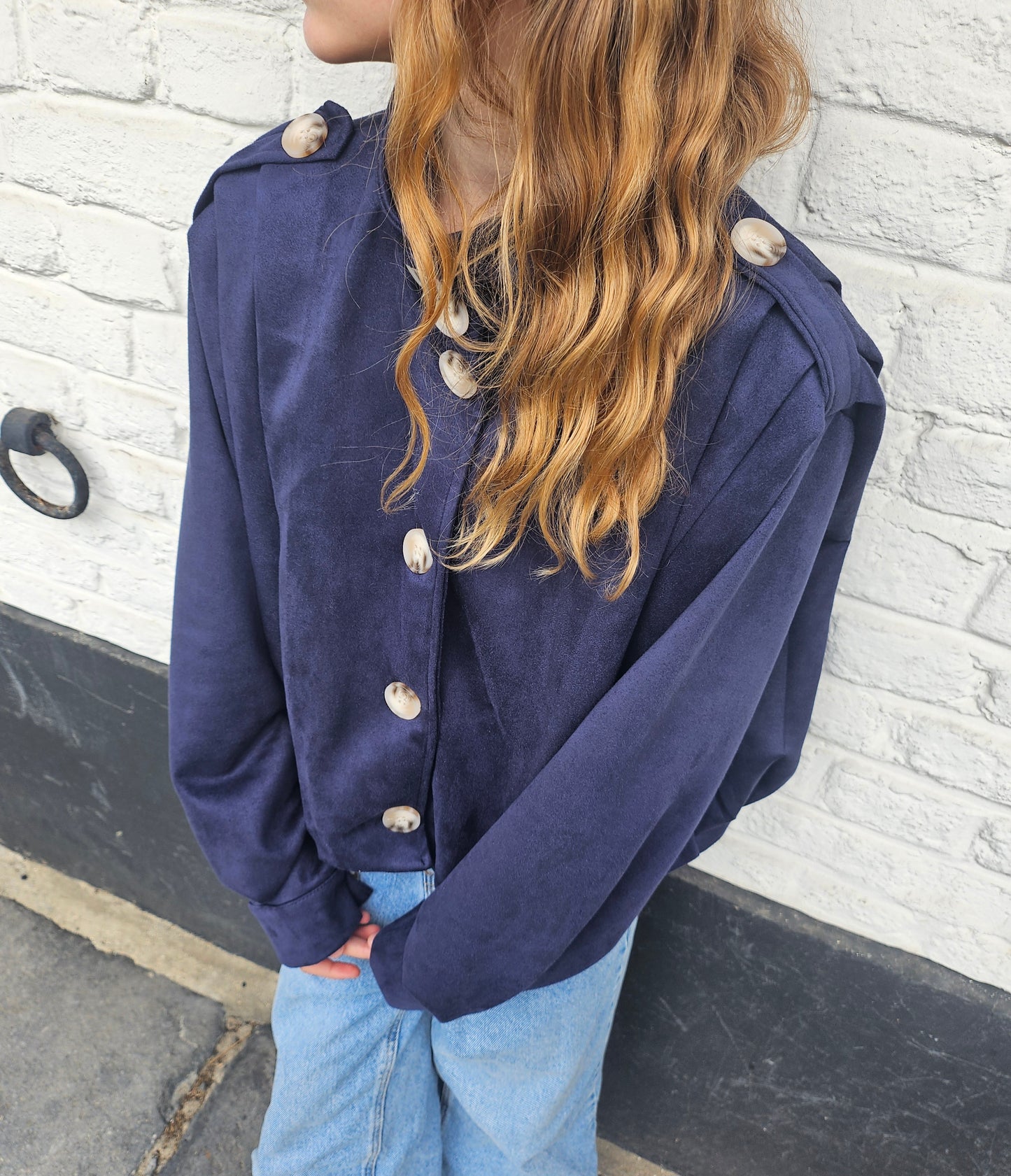 Veste en suédine bleu marine