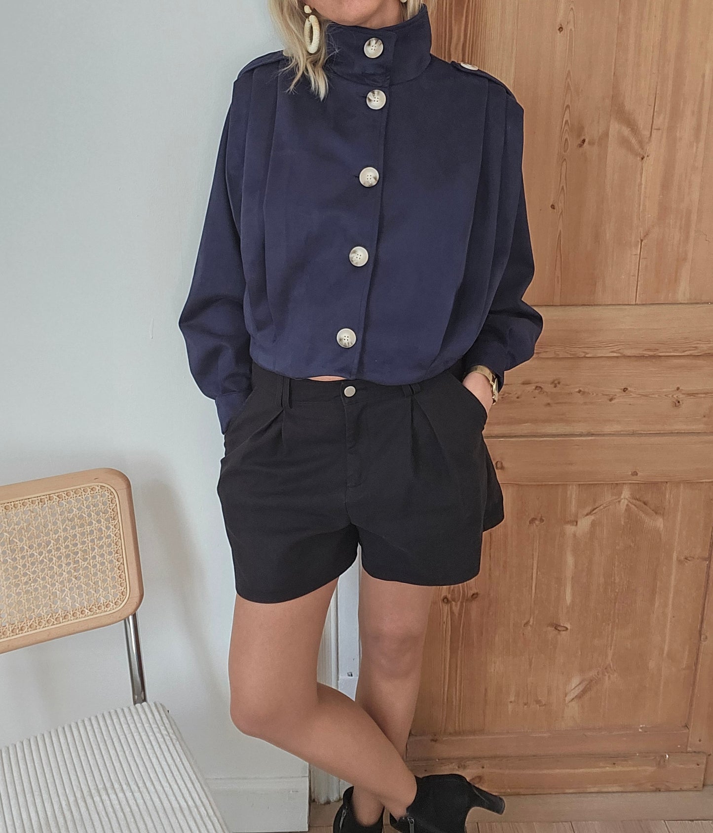Veste en suédine bleu marine