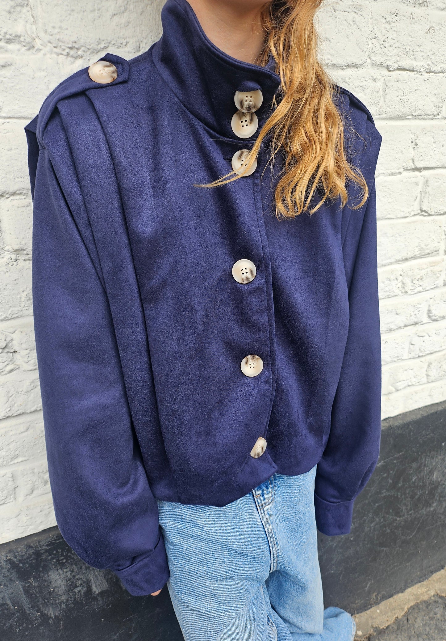 Veste en suédine bleu marine