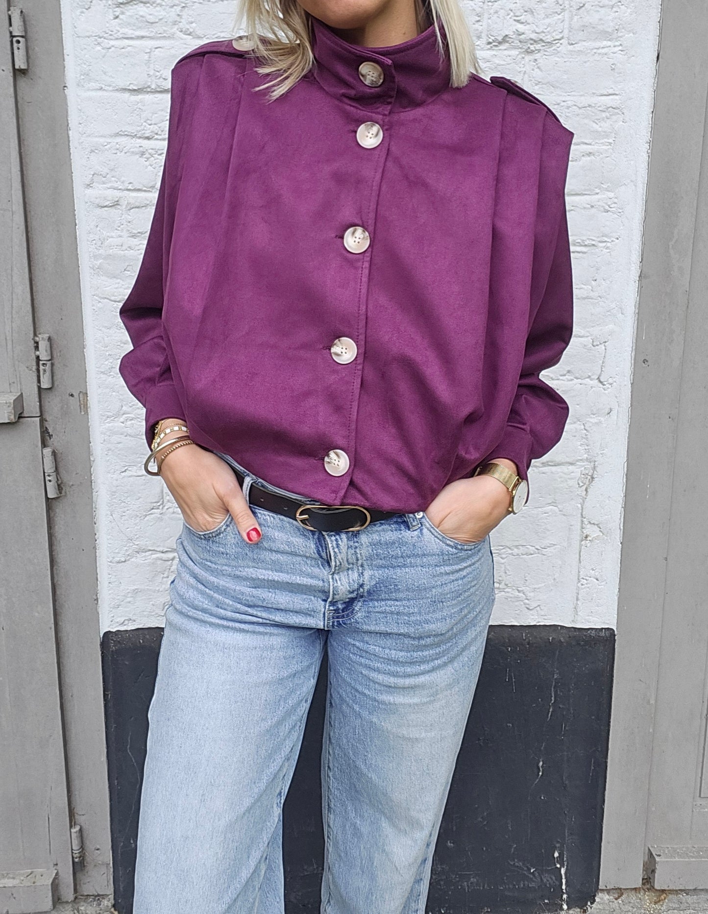 Veste en suédine bordeaux