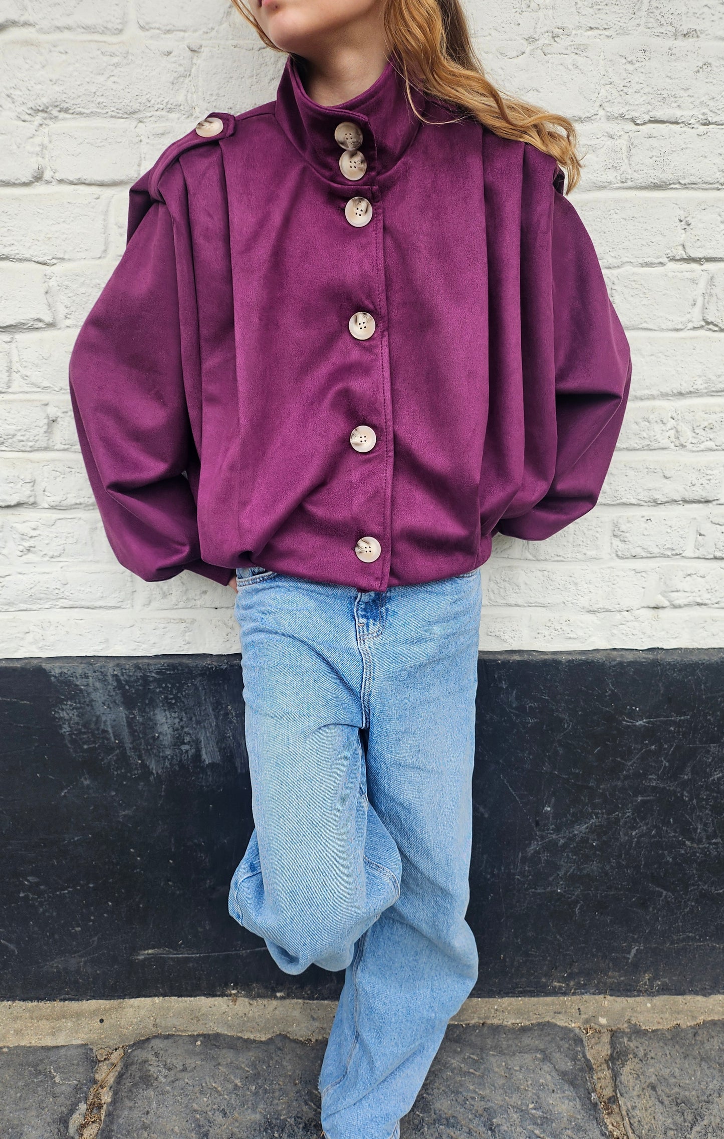 Veste en suédine bordeaux