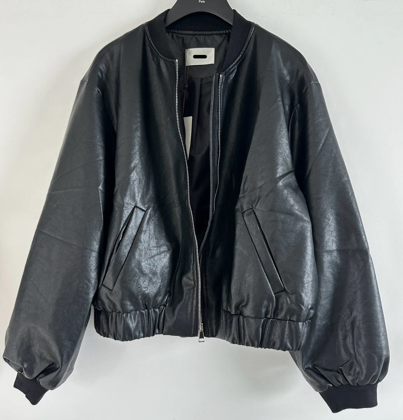 veste simili cuir femme noir