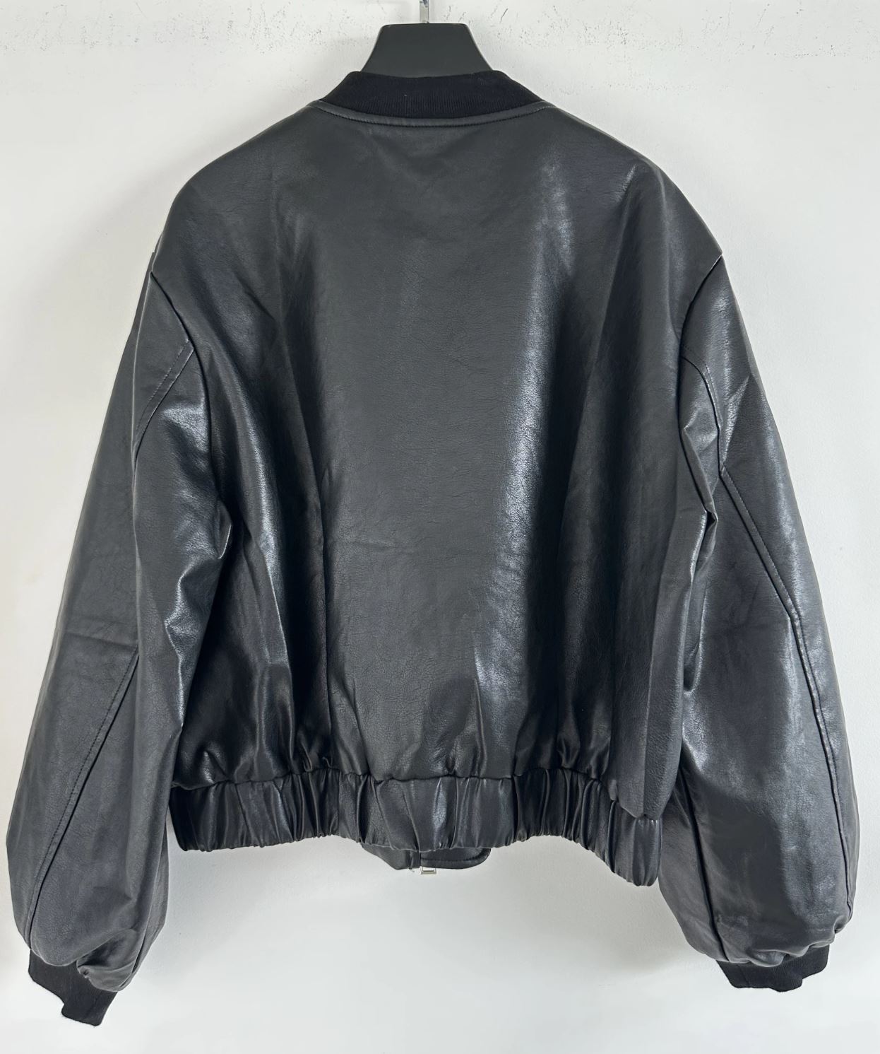 veste simili cuir femme noire