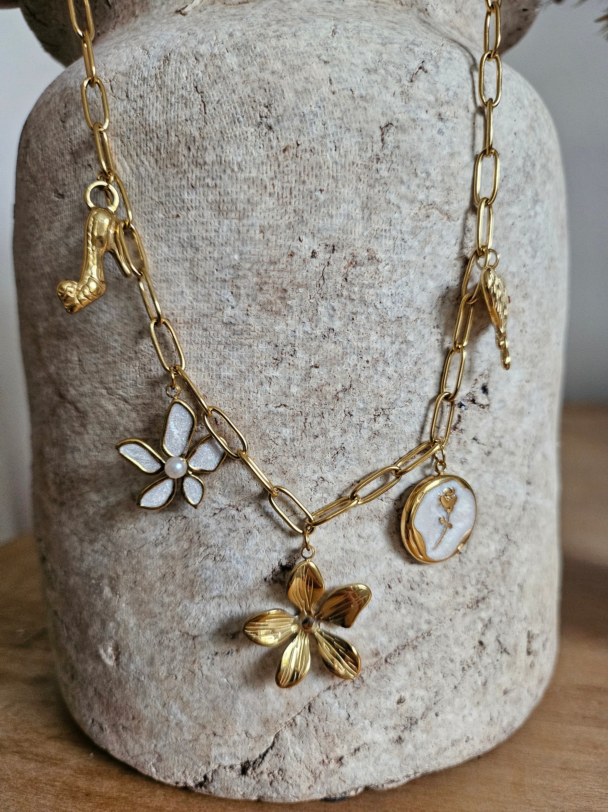 Collier-charms-en-acier-inoxydable-or