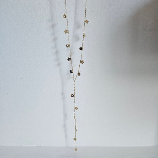 Collier fin fleur Y en acier inoxydable