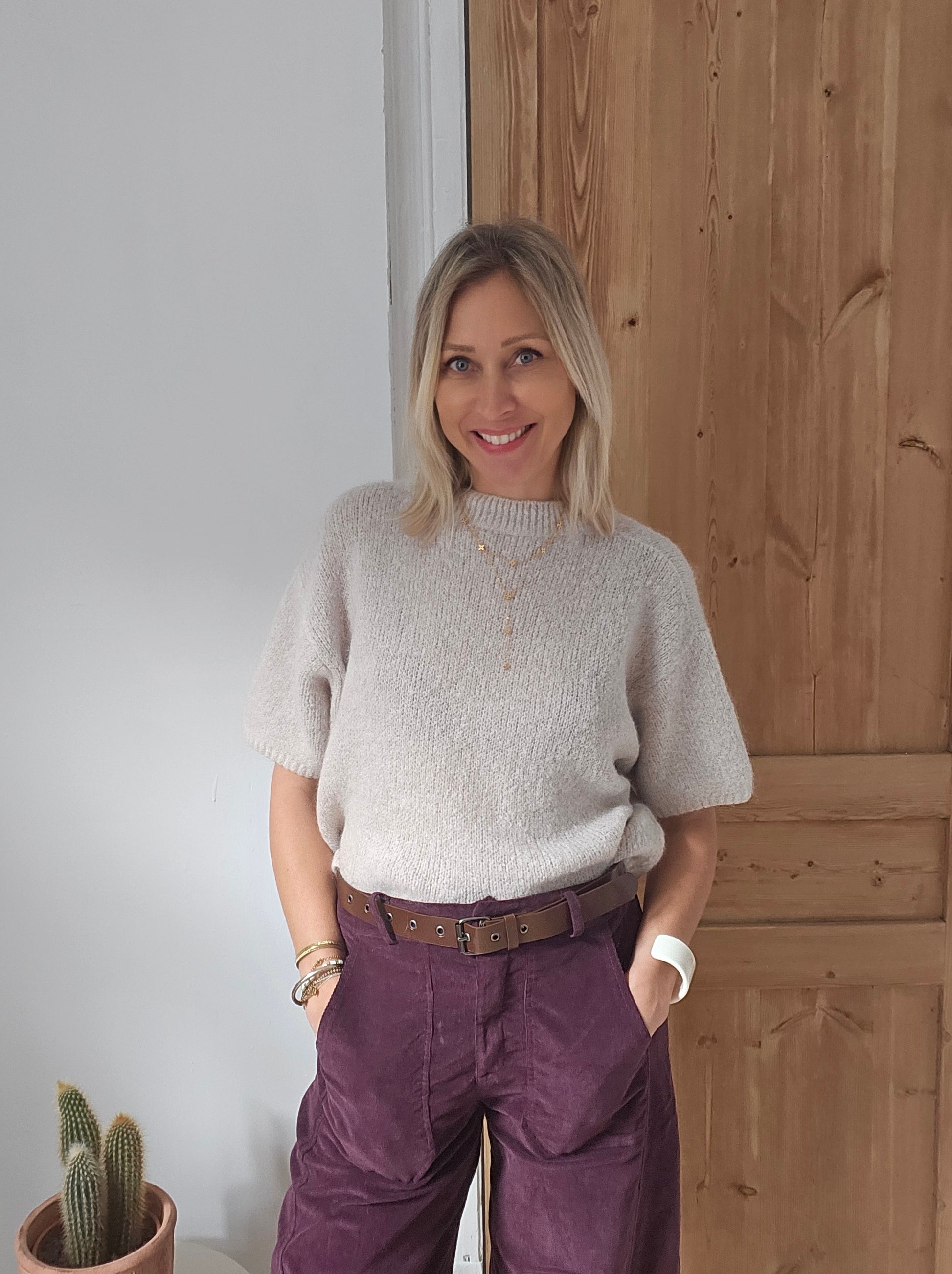 Pull-manches-courtes-mohair-laine-beige-clair