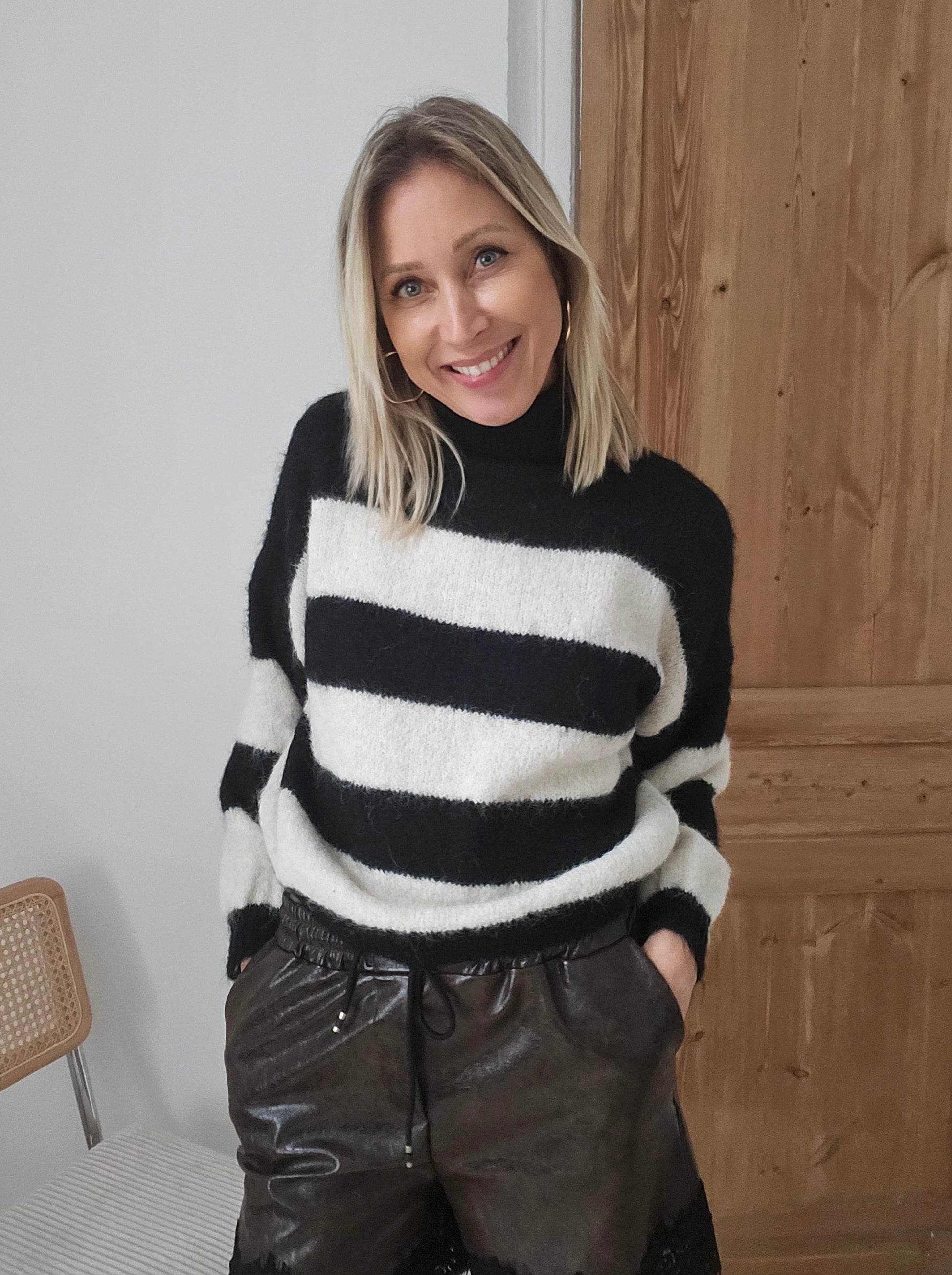 Pull rayé noir