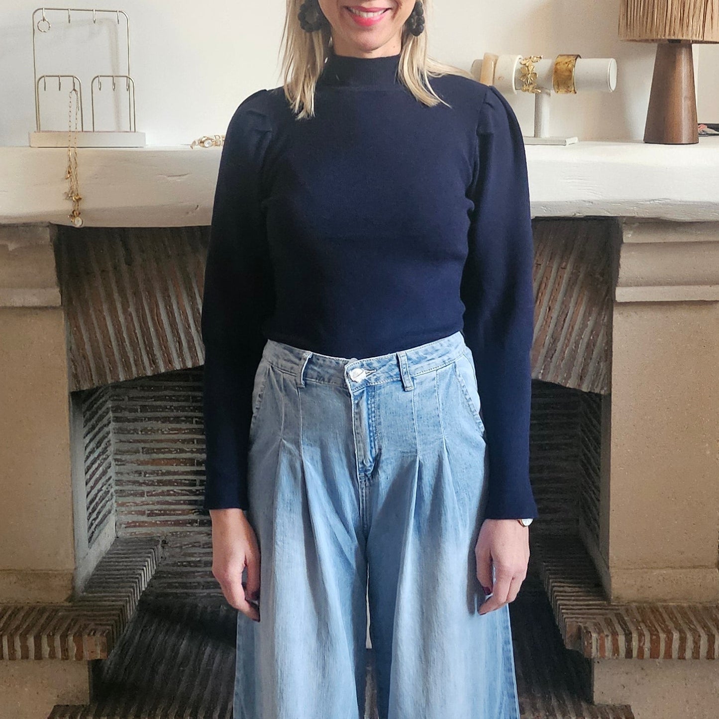Pull_col_roule_fin_bleu_marine