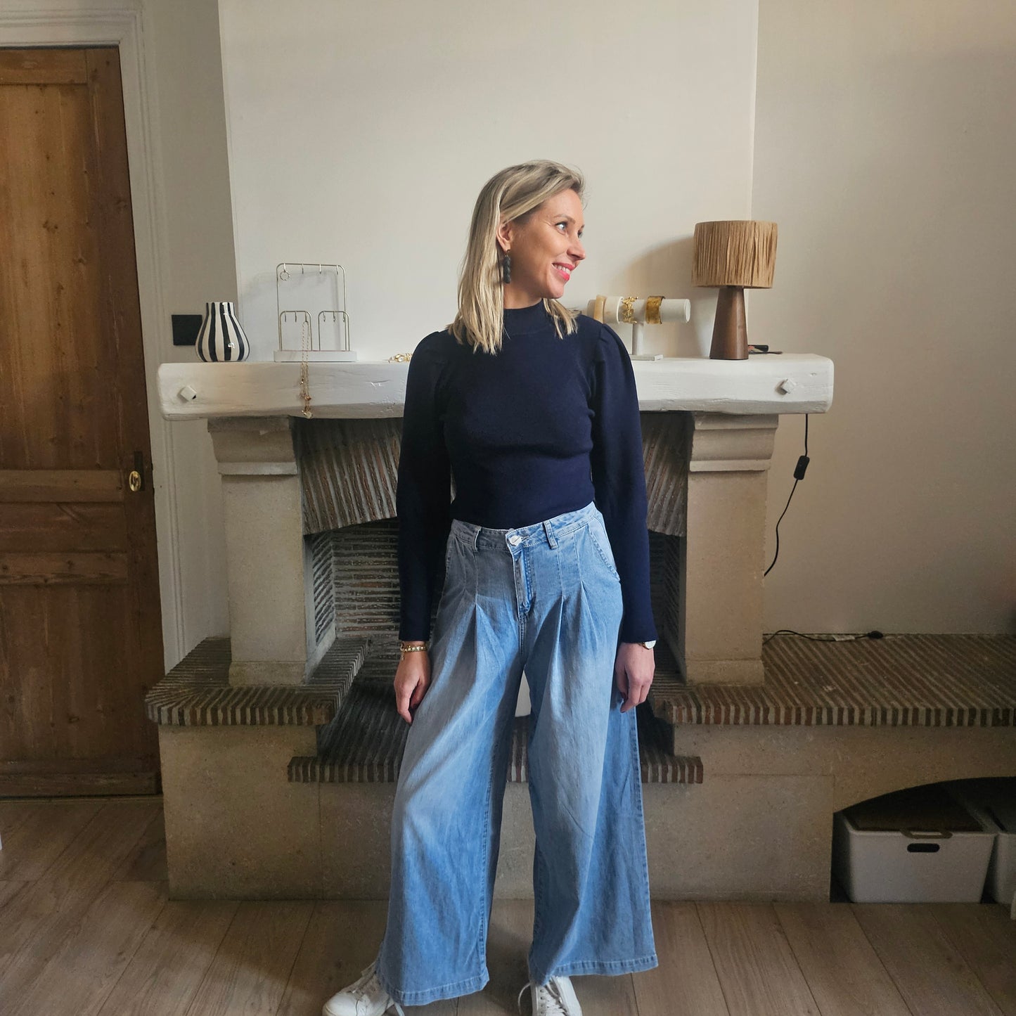 Pull_col_roule_fin_bleu_marine