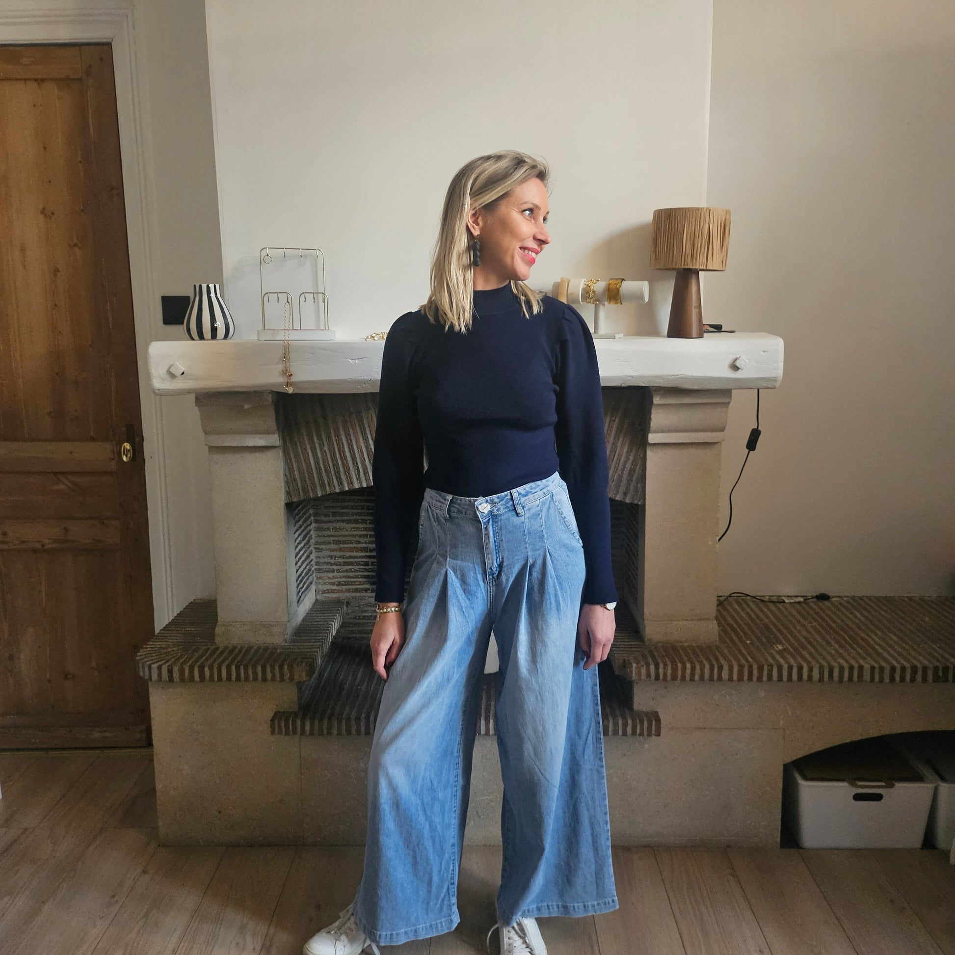 Pull_col_roule_fin_bleu_marine