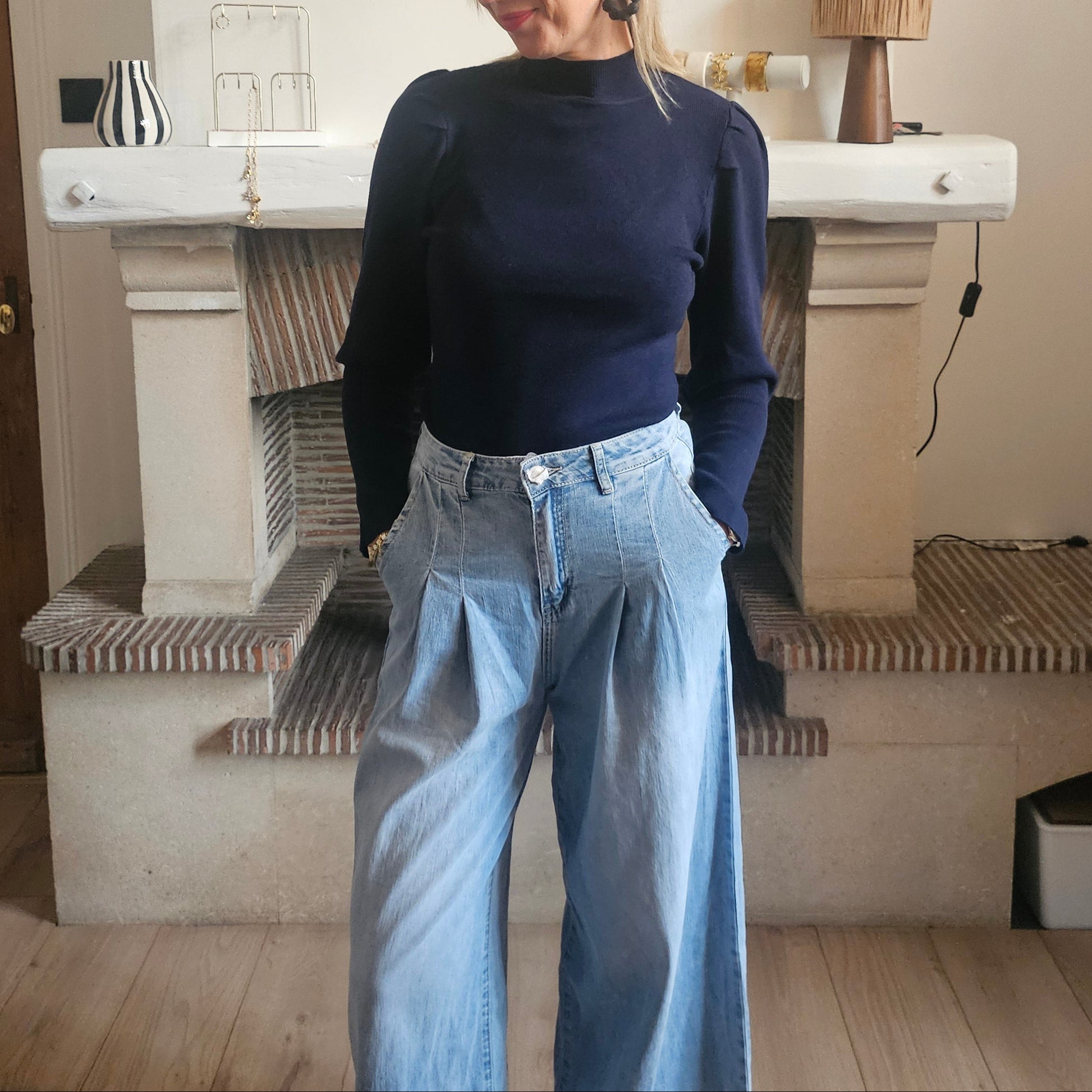 Pull_col_roule_fin_bleu_marine