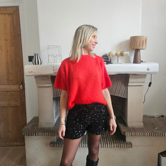 Short à sequins noir