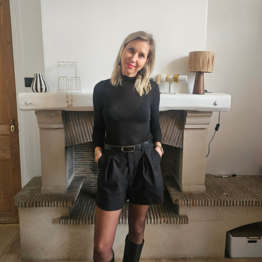 Sous-pull col roulé fin noir