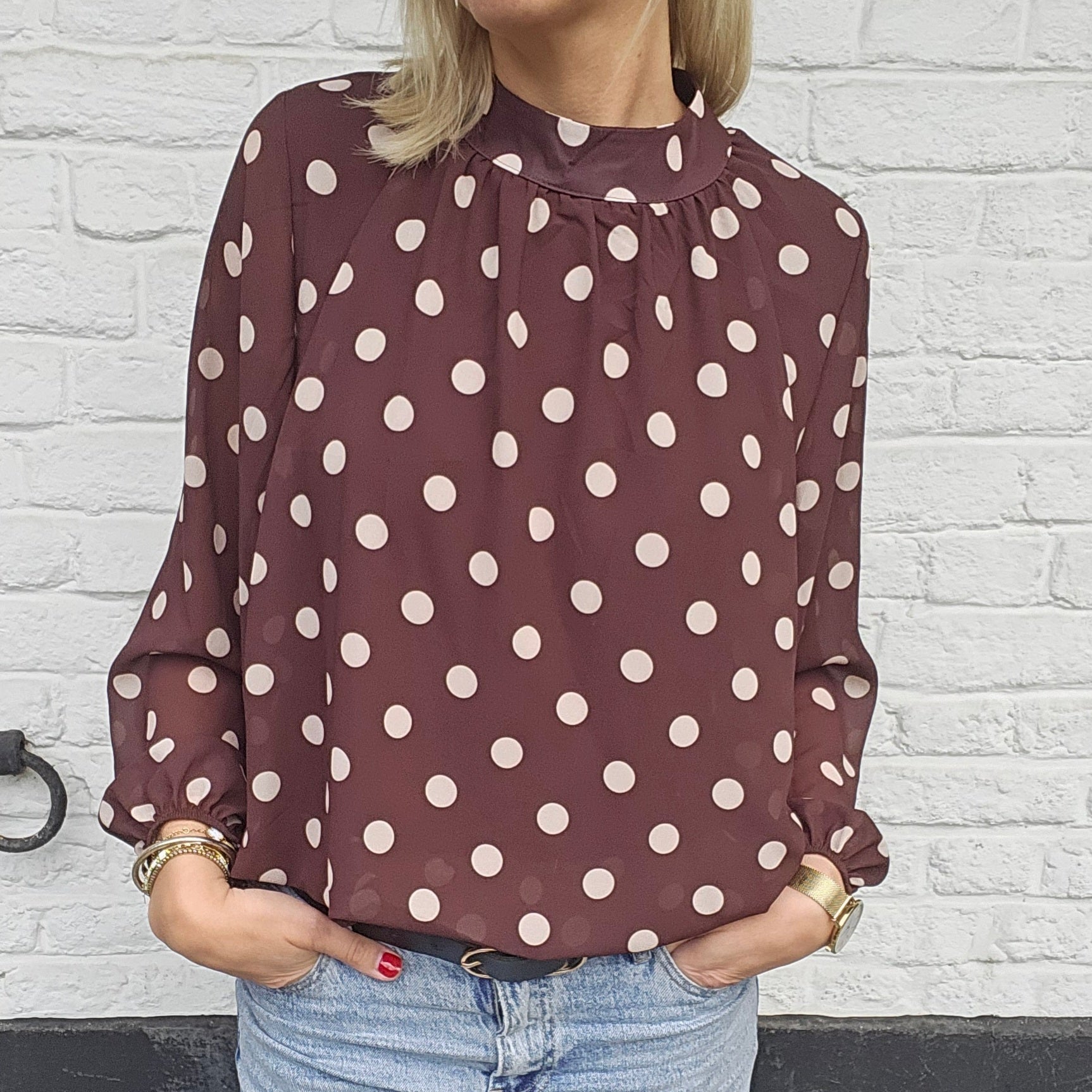 blouse à pois chocolat