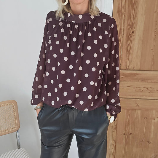 blouse à pois chocolat