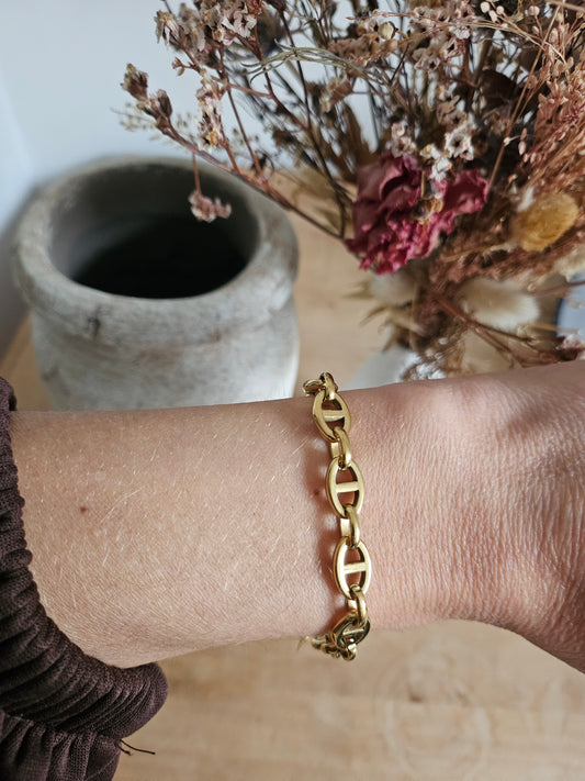 bracelet acier inoxydable doré femme Maillons ovales