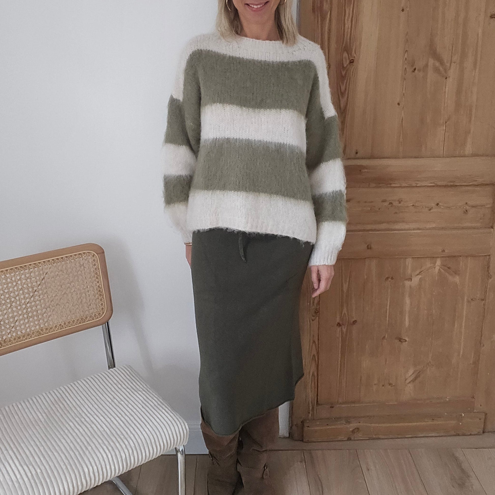 jupe en maille kaki