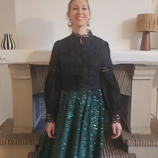 Jupe_longue_sequins_vert_fonce
