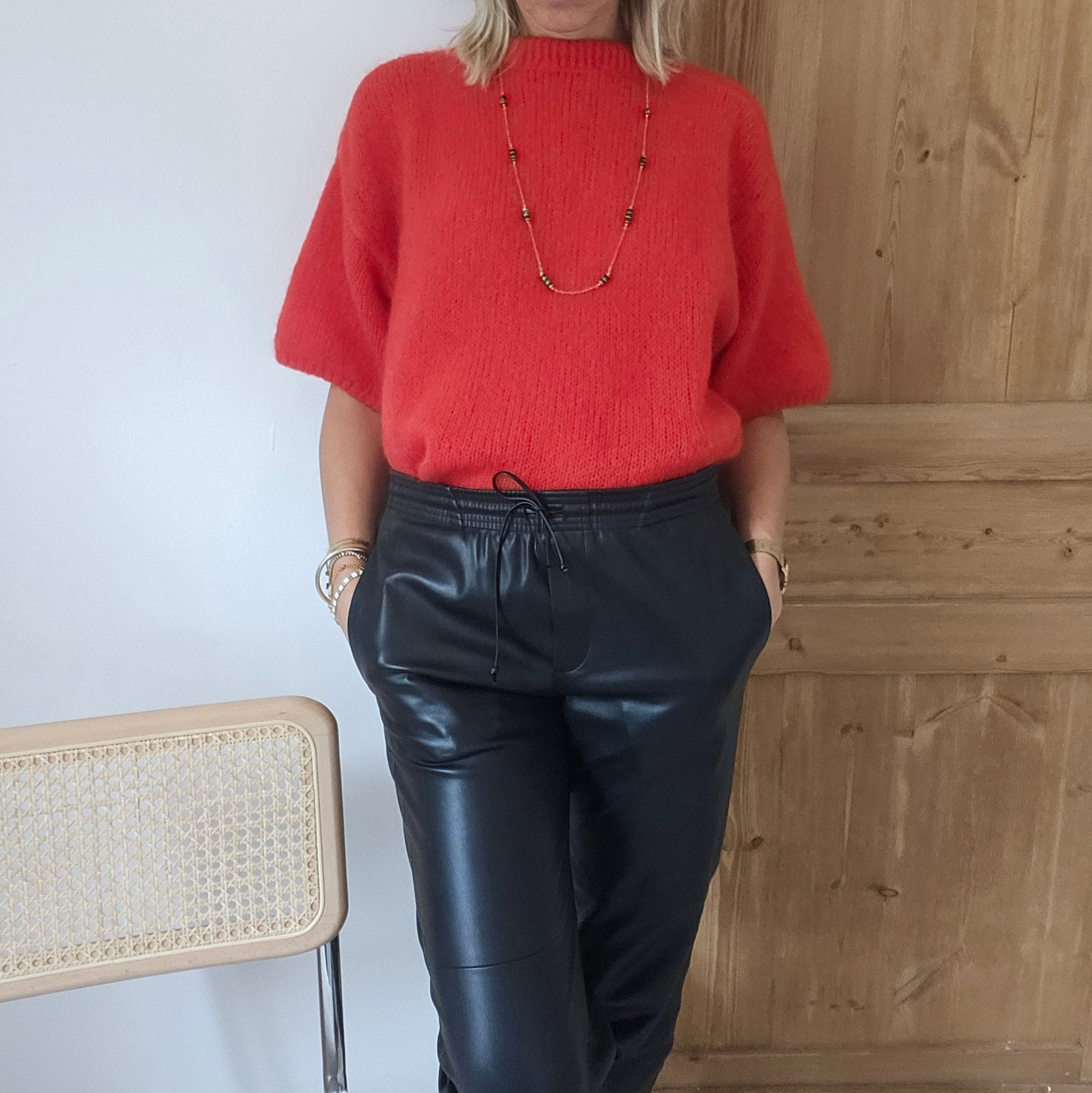 pull kid mohair rouge
