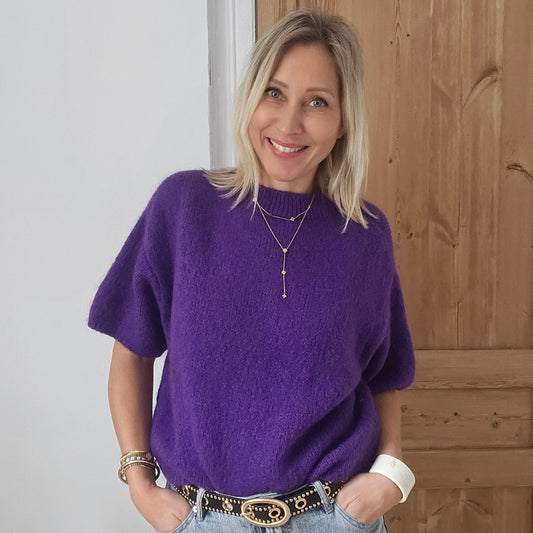 pull manches courtes mohair violet