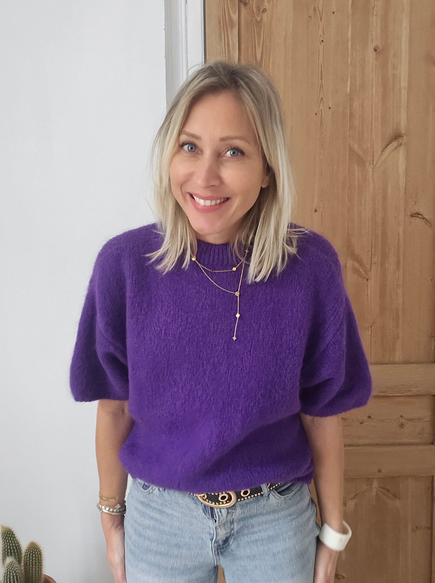 pull manches courtes mohair violet