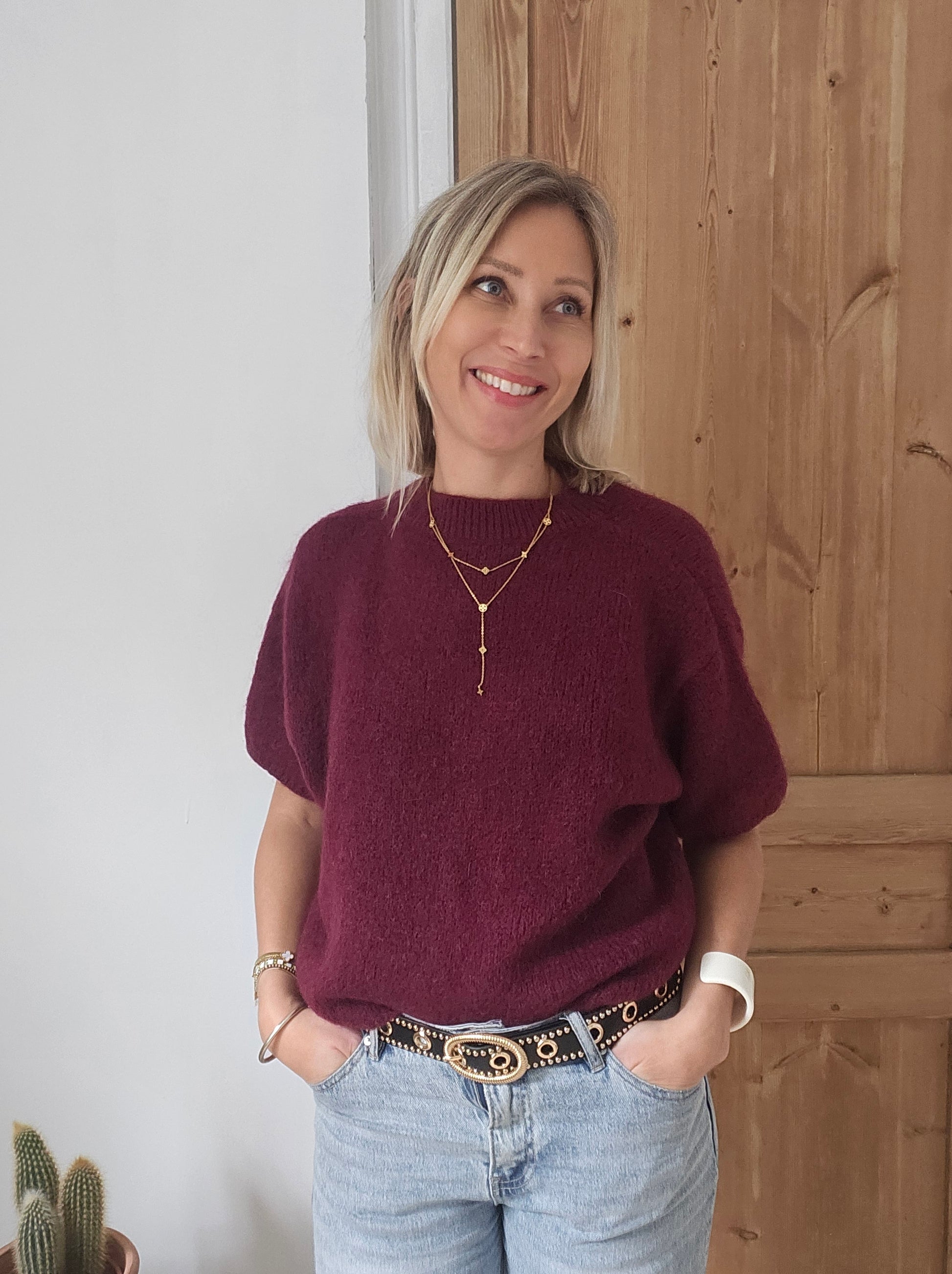pull mohair femme bordeaux